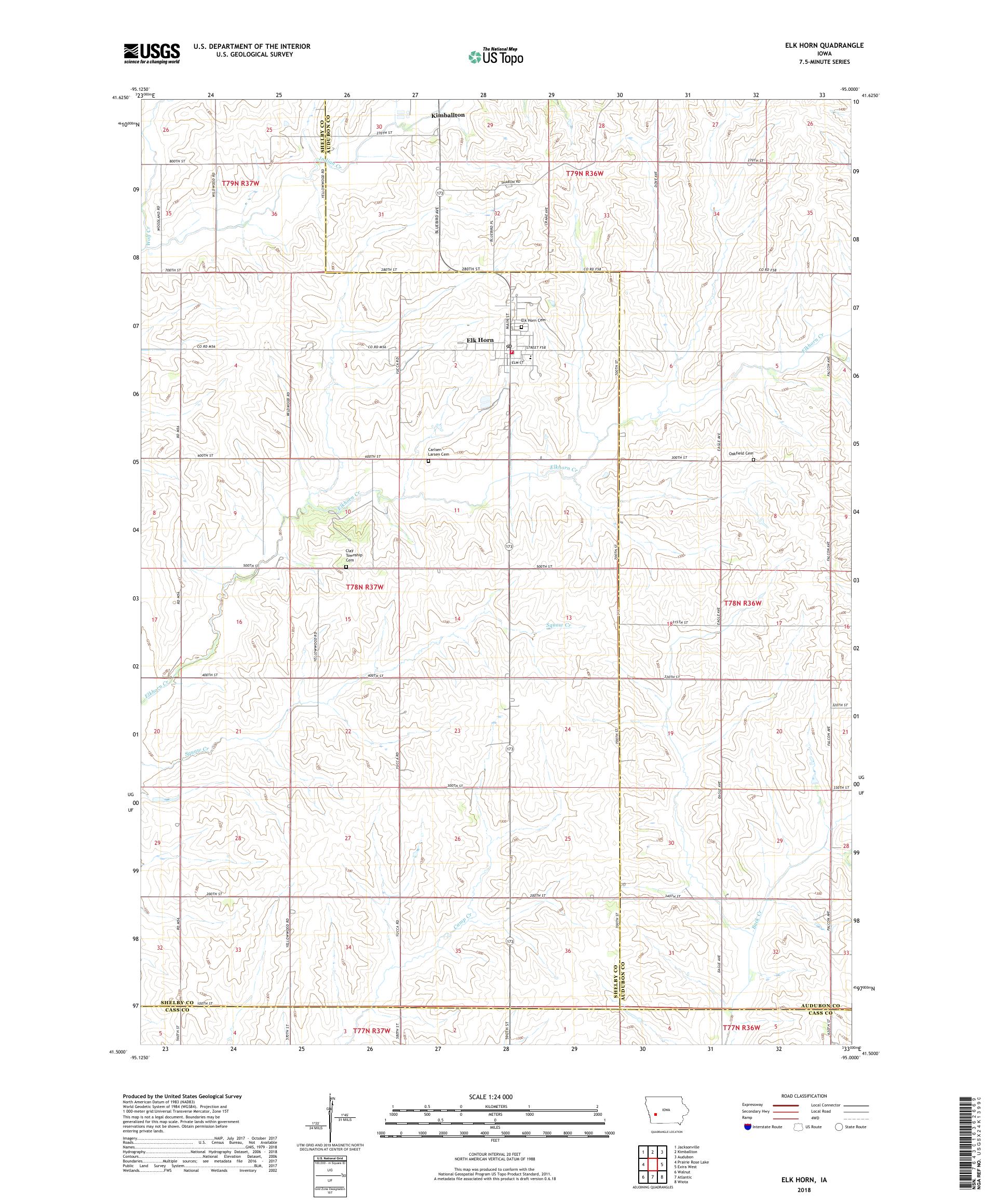 MyTopo Elk Horn, Iowa USGS Quad Topo Map