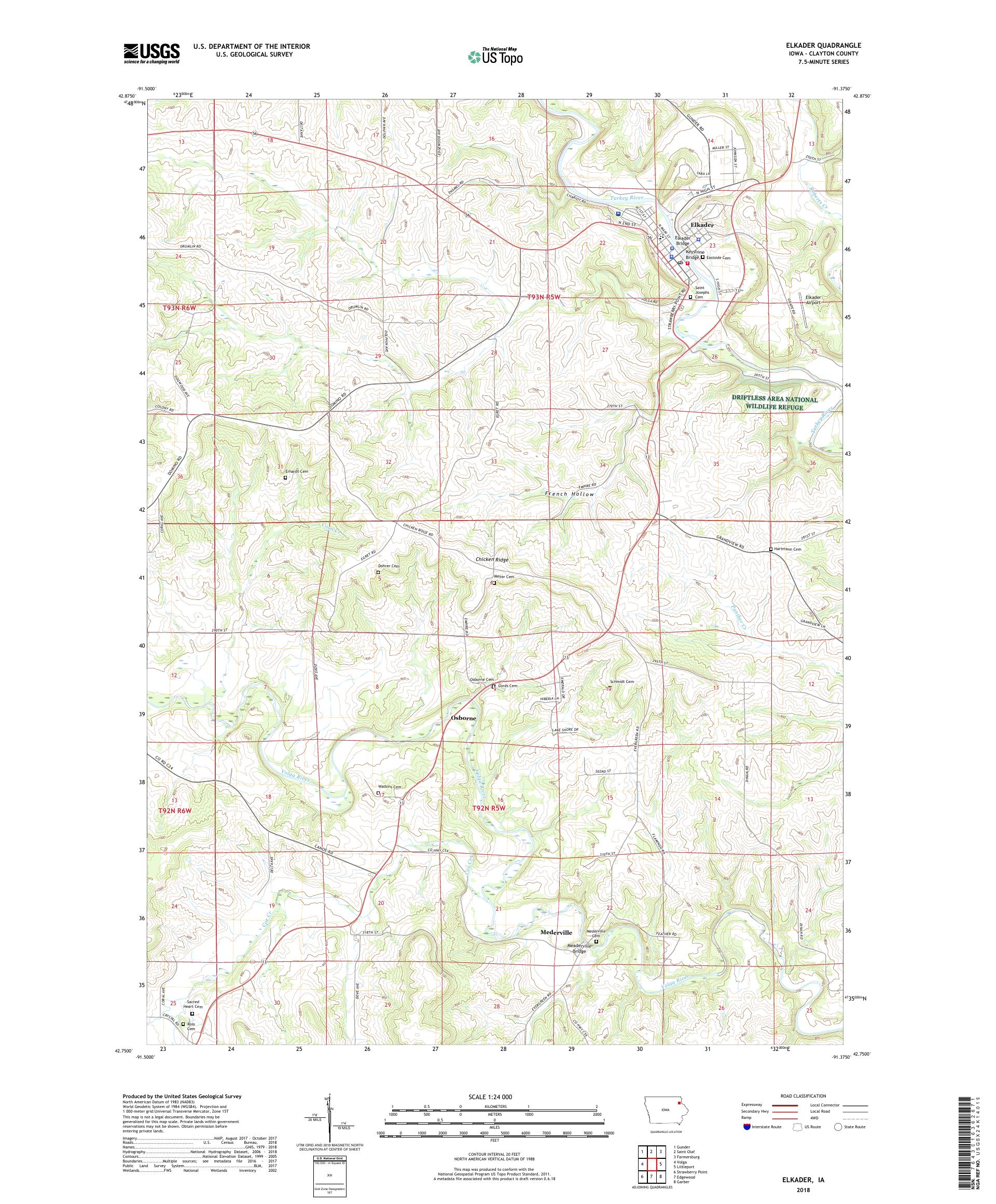 MyTopo Elkader, Iowa USGS Quad Topo Map