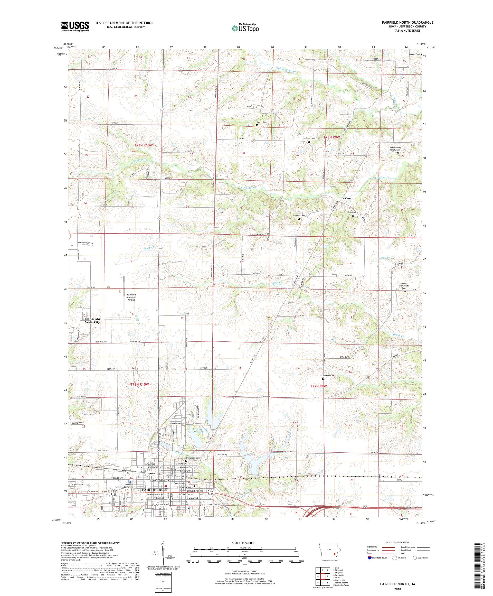 MyTopo Fairfield North, Iowa USGS Quad Topo Map