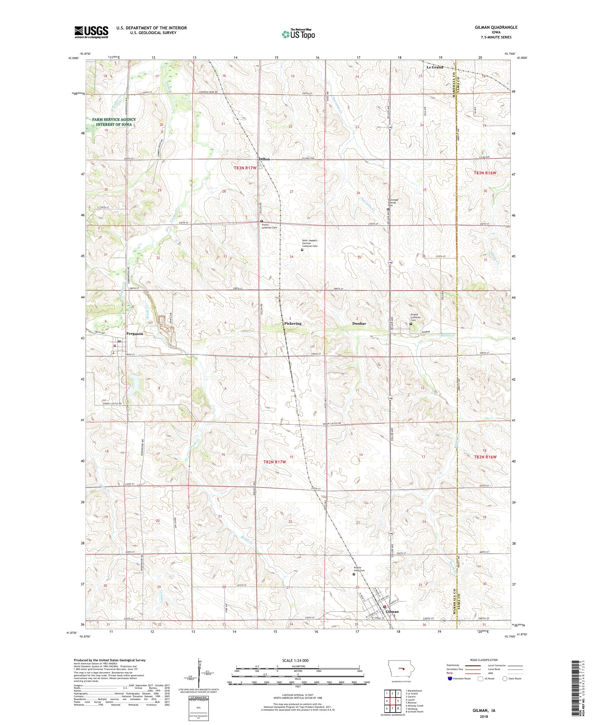 MyTopo Gilman, Iowa USGS Quad Topo Map