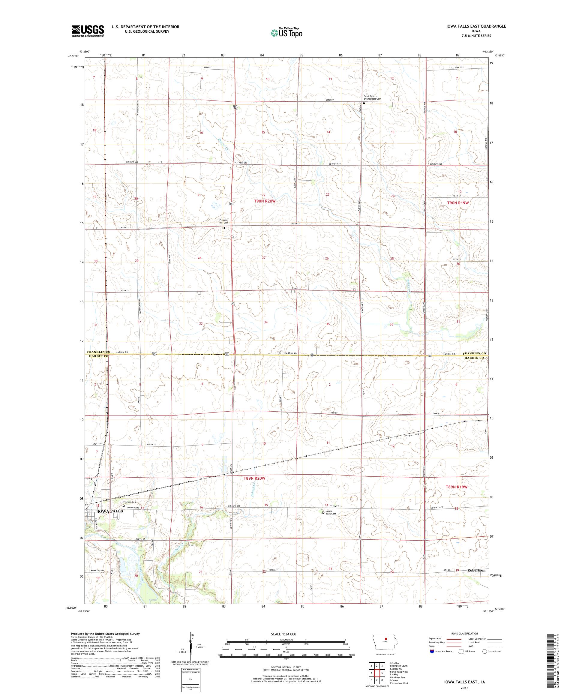 MyTopo Iowa Falls East, Iowa USGS Quad Topo Map