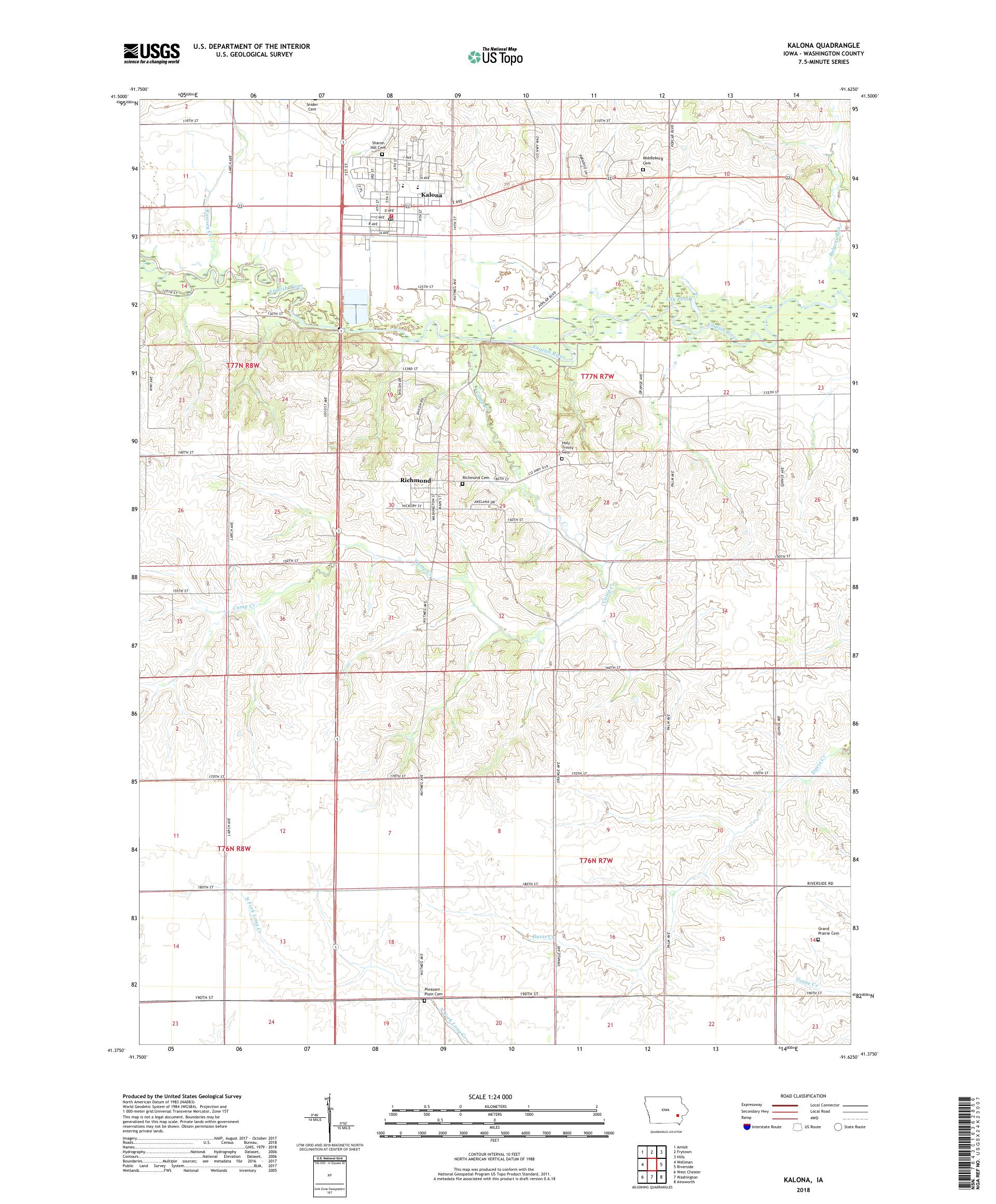 MyTopo Kalona, Iowa USGS Quad Topo Map