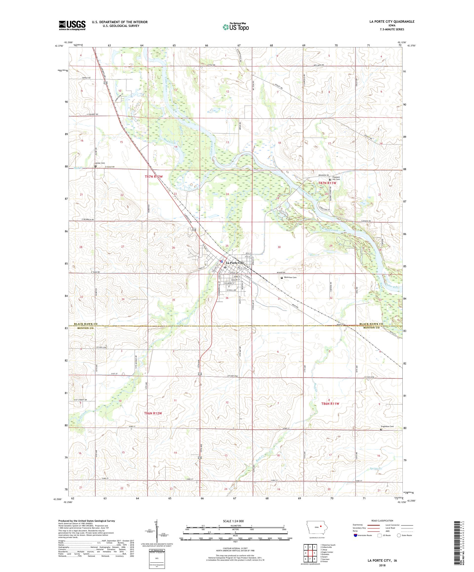MyTopo La Porte City, Iowa USGS Quad Topo Map