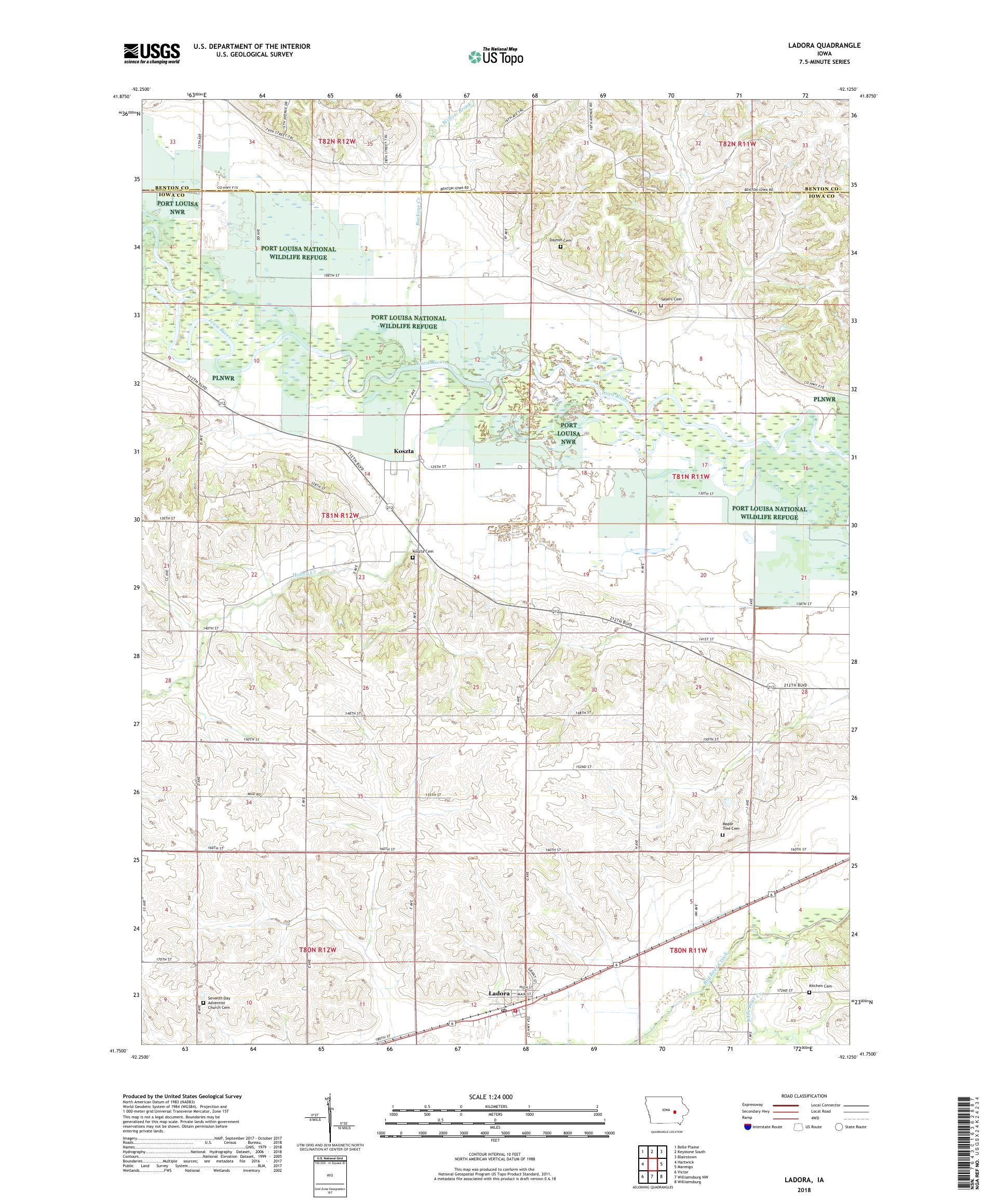 MyTopo Ladora, Iowa USGS Quad Topo Map