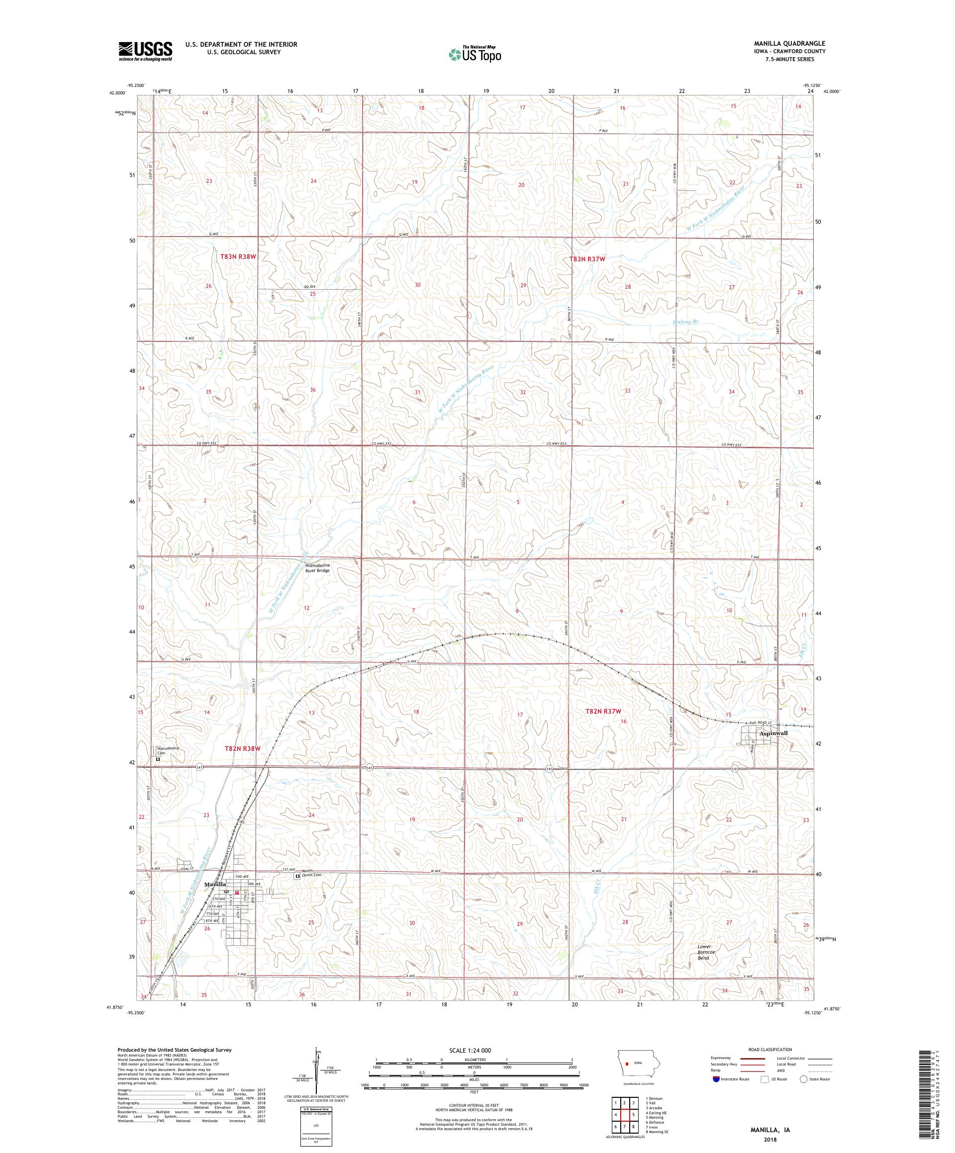 MyTopo Manilla, Iowa USGS Quad Topo Map