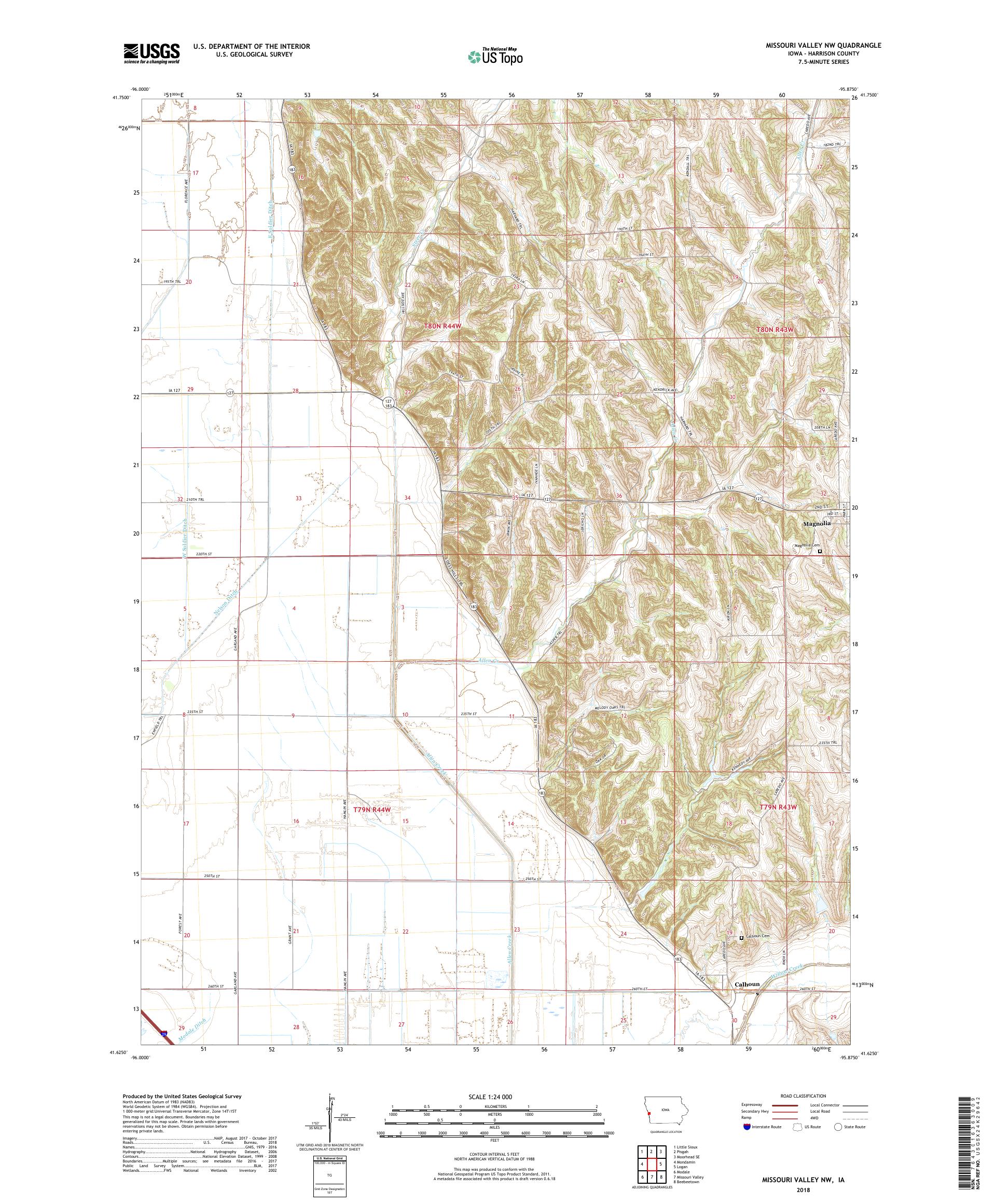 MyTopo Missouri Valley NW, Iowa USGS Quad Topo Map