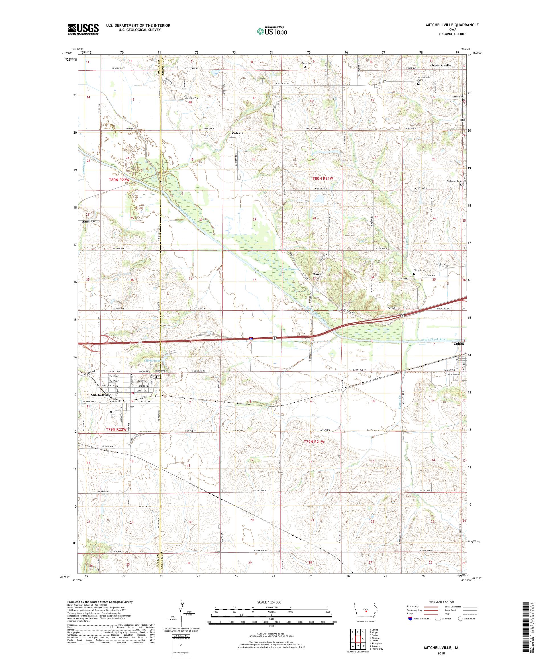 MyTopo Mitchellville, Iowa USGS Quad Topo Map