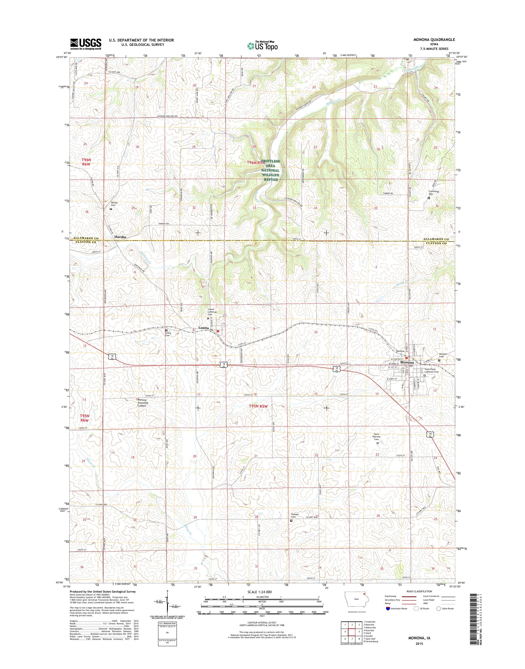 MyTopo Monona, Iowa USGS Quad Topo Map