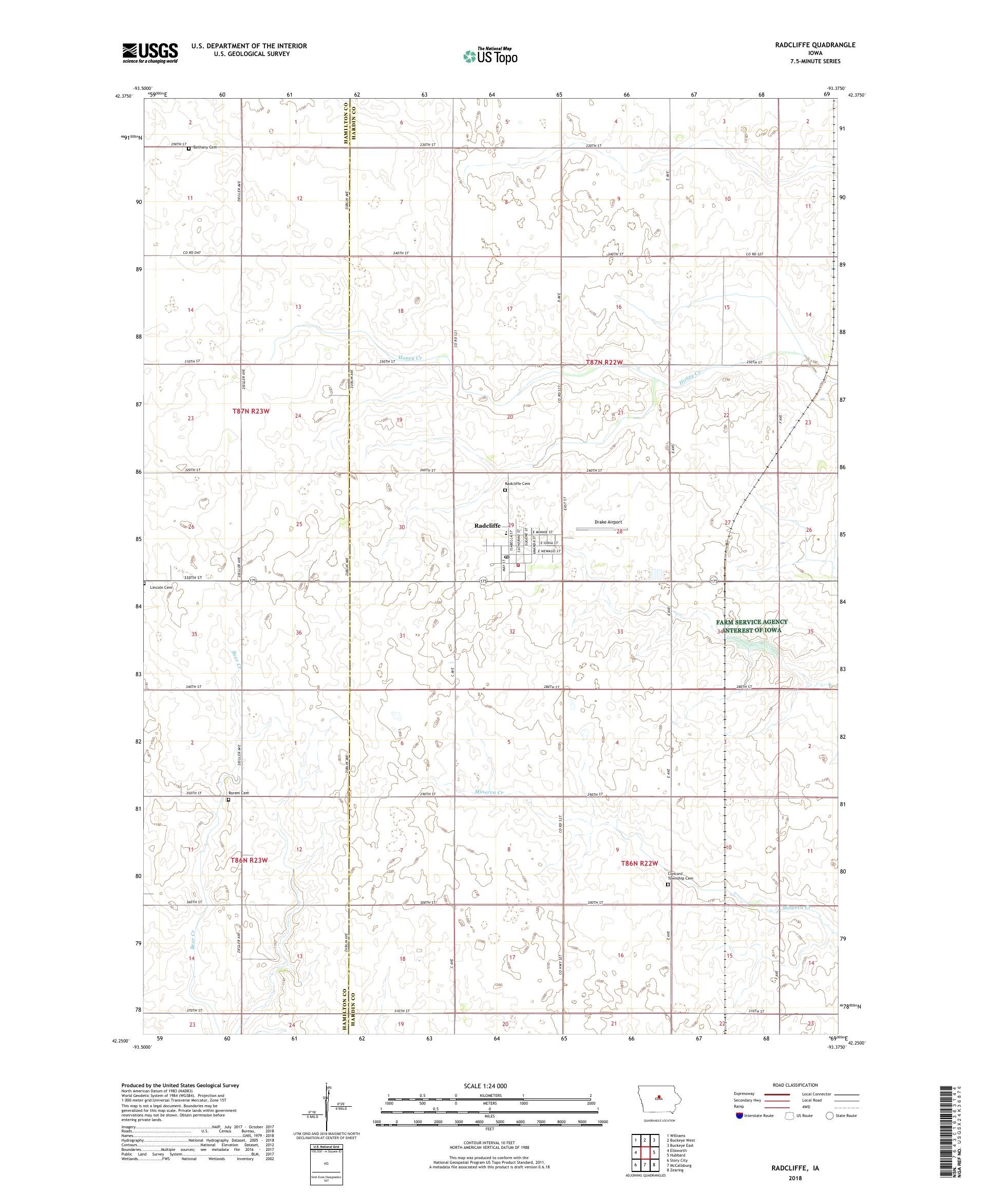 MyTopo Radcliffe, Iowa USGS Quad Topo Map