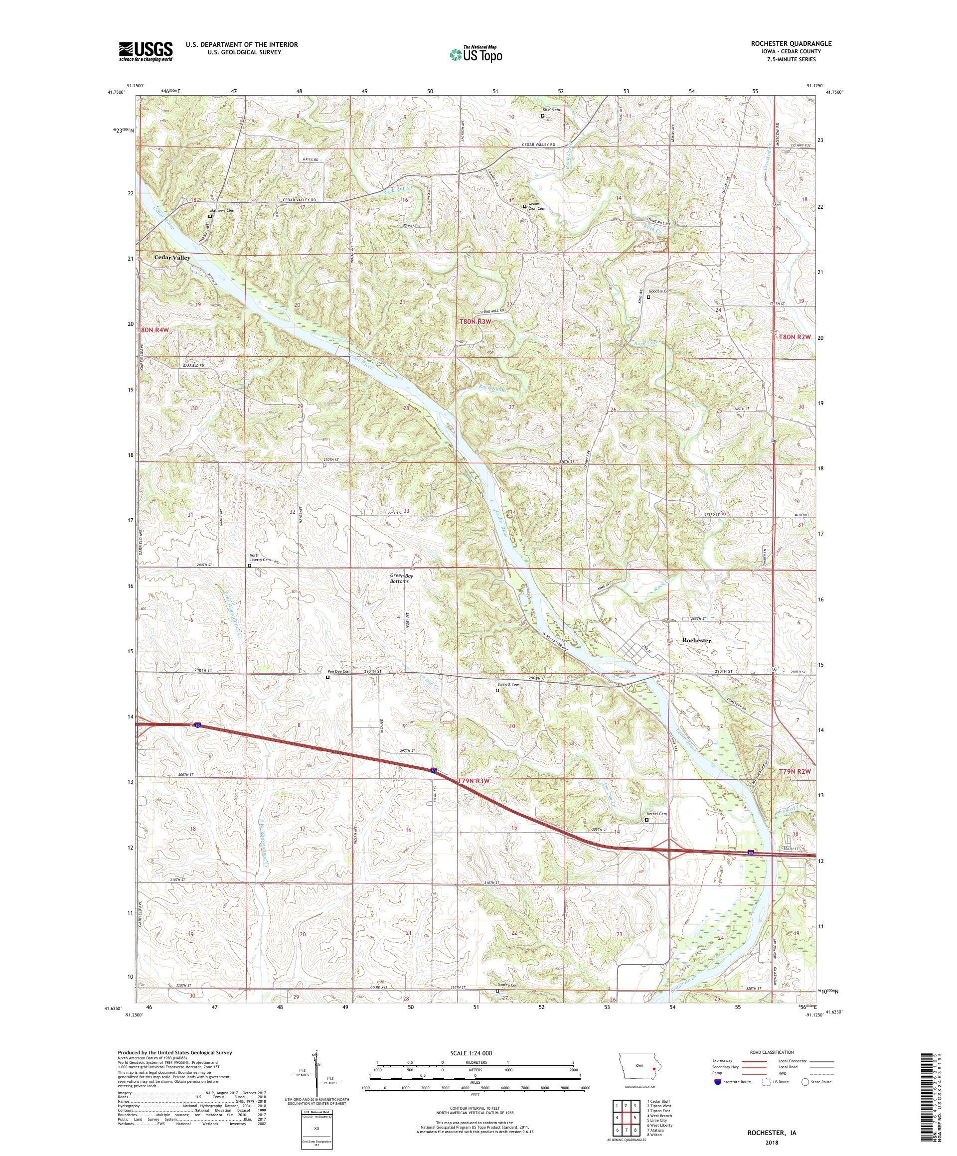 MyTopo Rochester, Iowa USGS Quad Topo Map