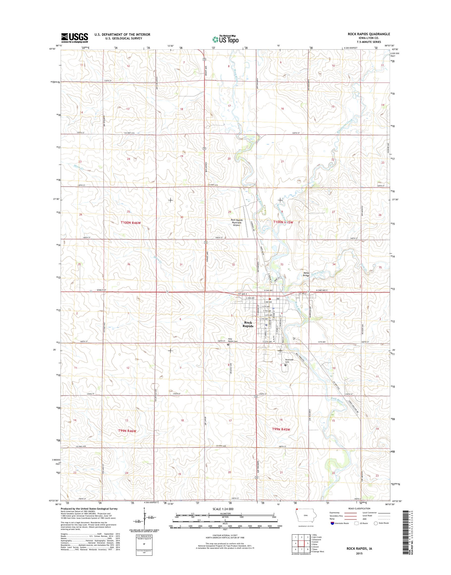 MyTopo Rock Rapids, Iowa USGS Quad Topo Map