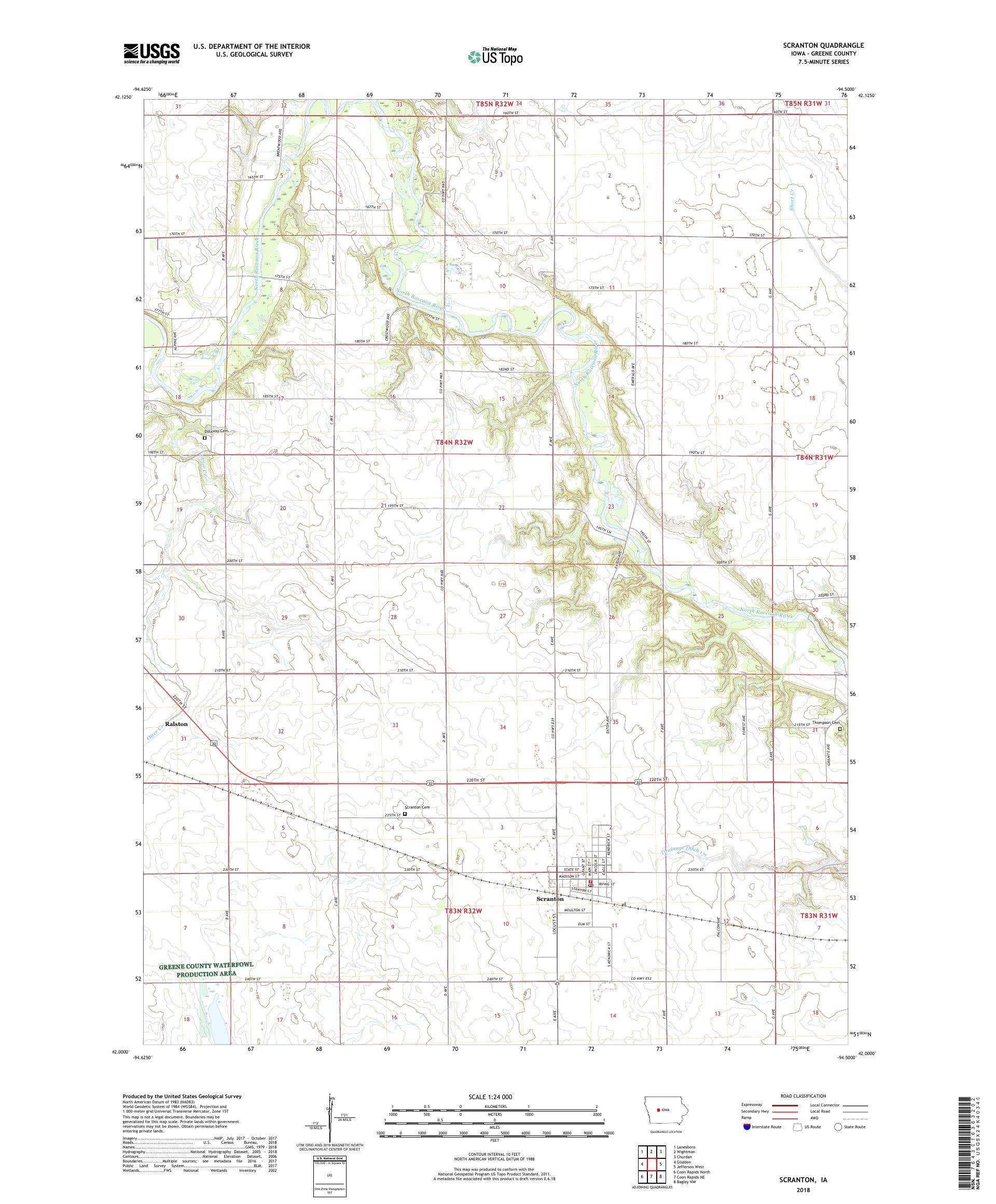 MyTopo Scranton, Iowa USGS Quad Topo Map