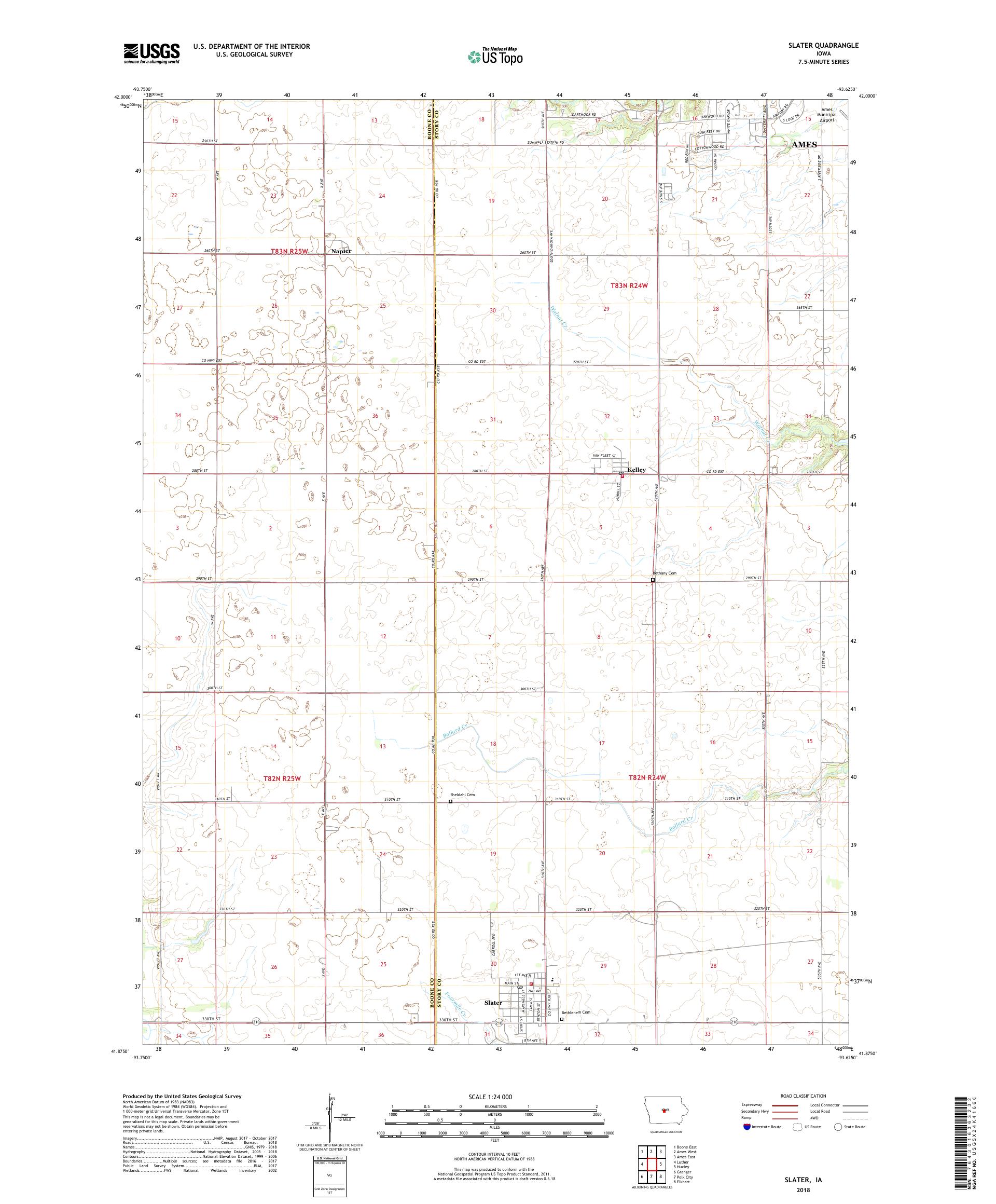MyTopo Slater, Iowa USGS Quad Topo Map