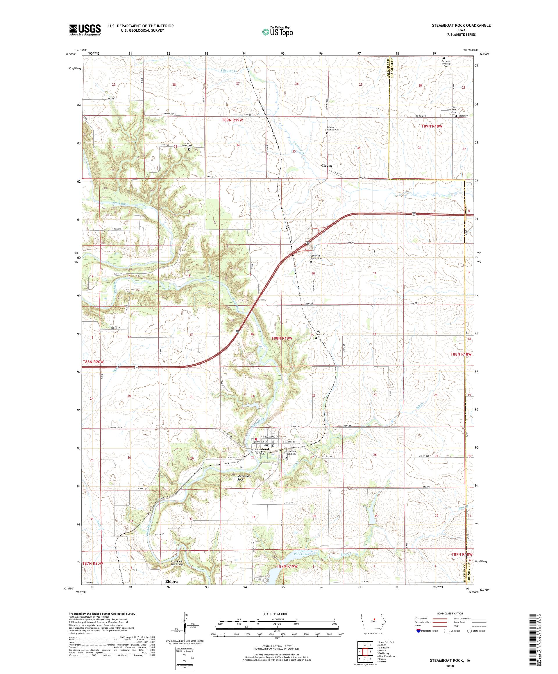 MyTopo Steamboat Rock, Iowa USGS Quad Topo Map