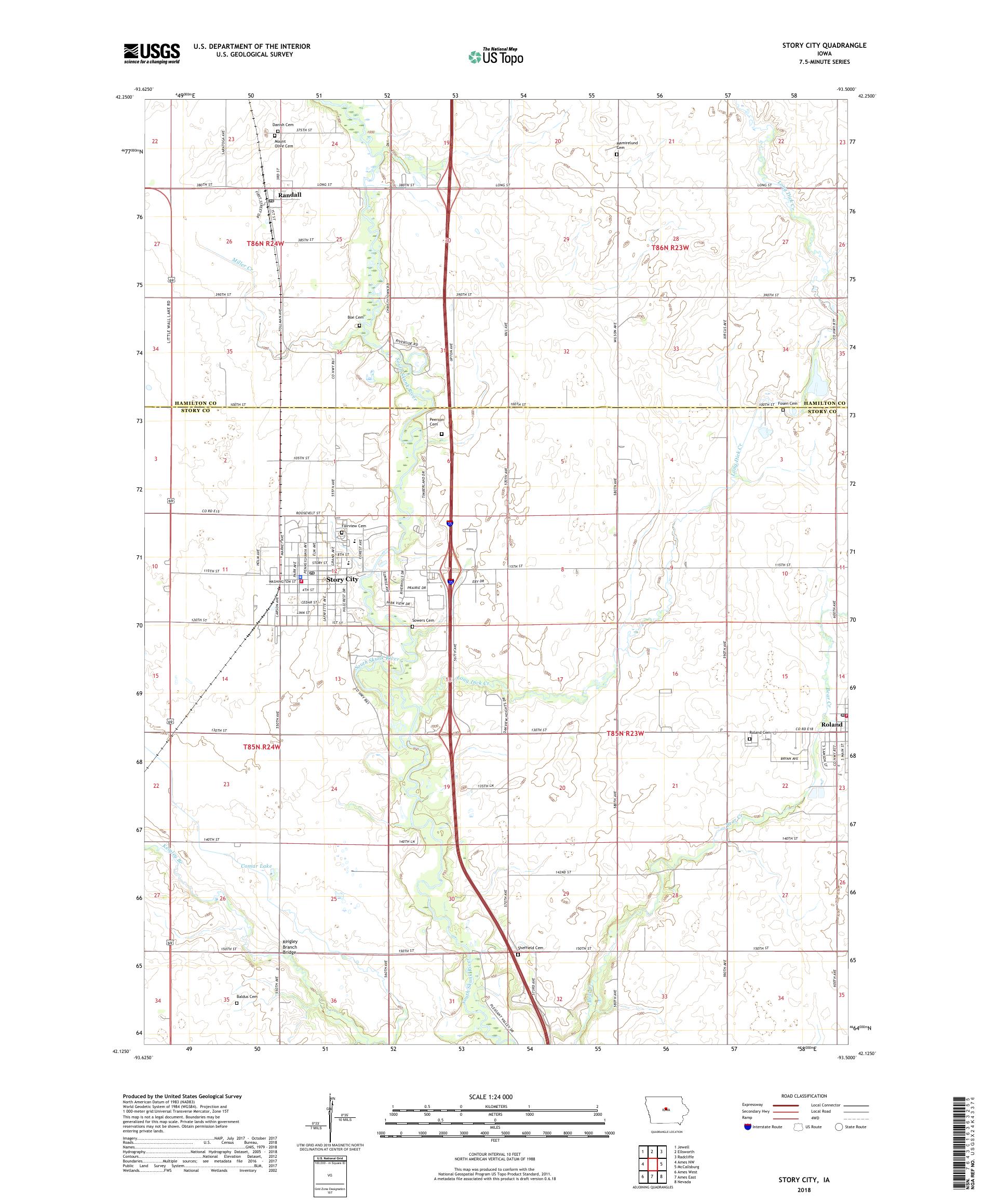 MyTopo Story City, Iowa USGS Quad Topo Map
