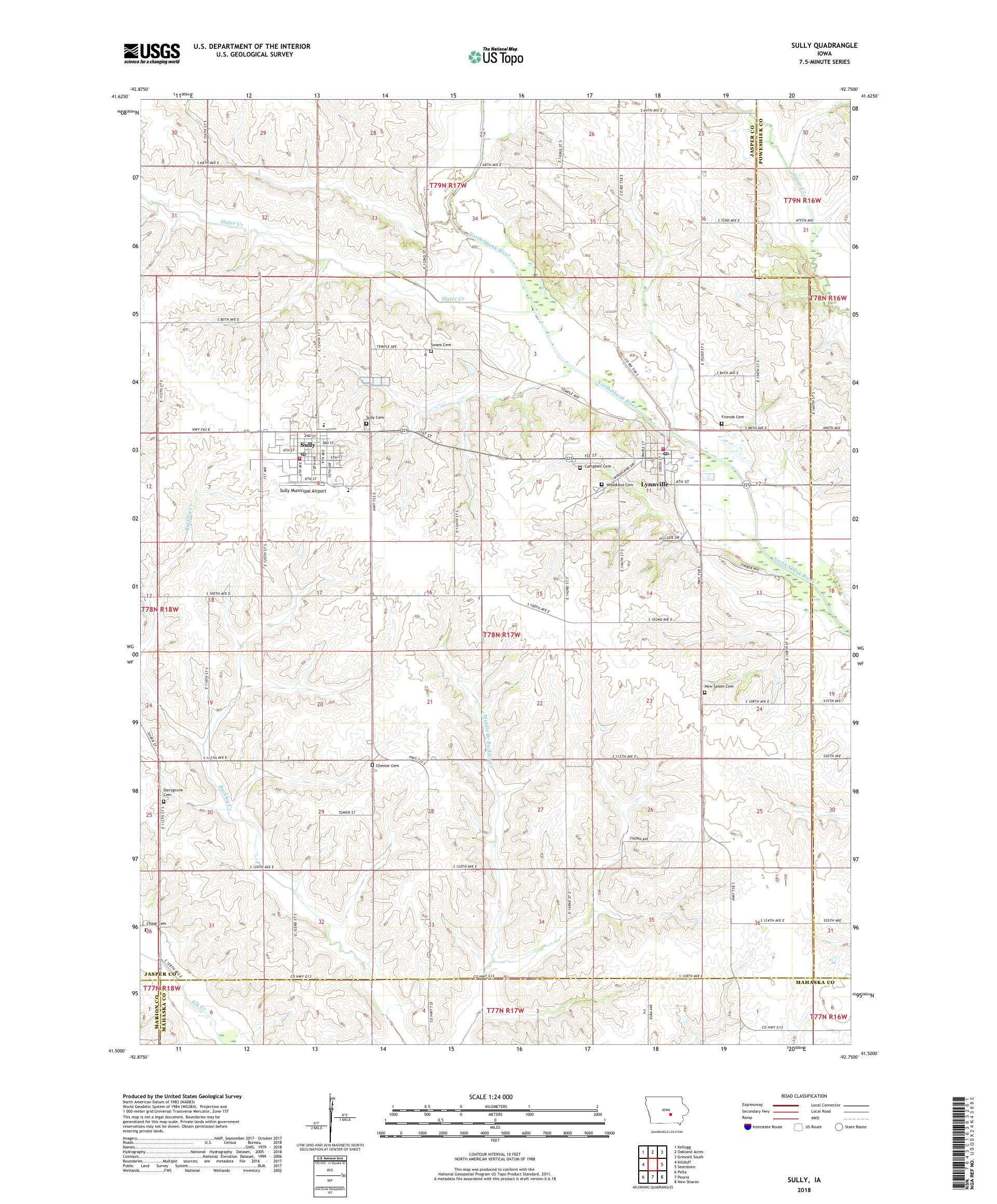 MyTopo Sully, Iowa USGS Quad Topo Map