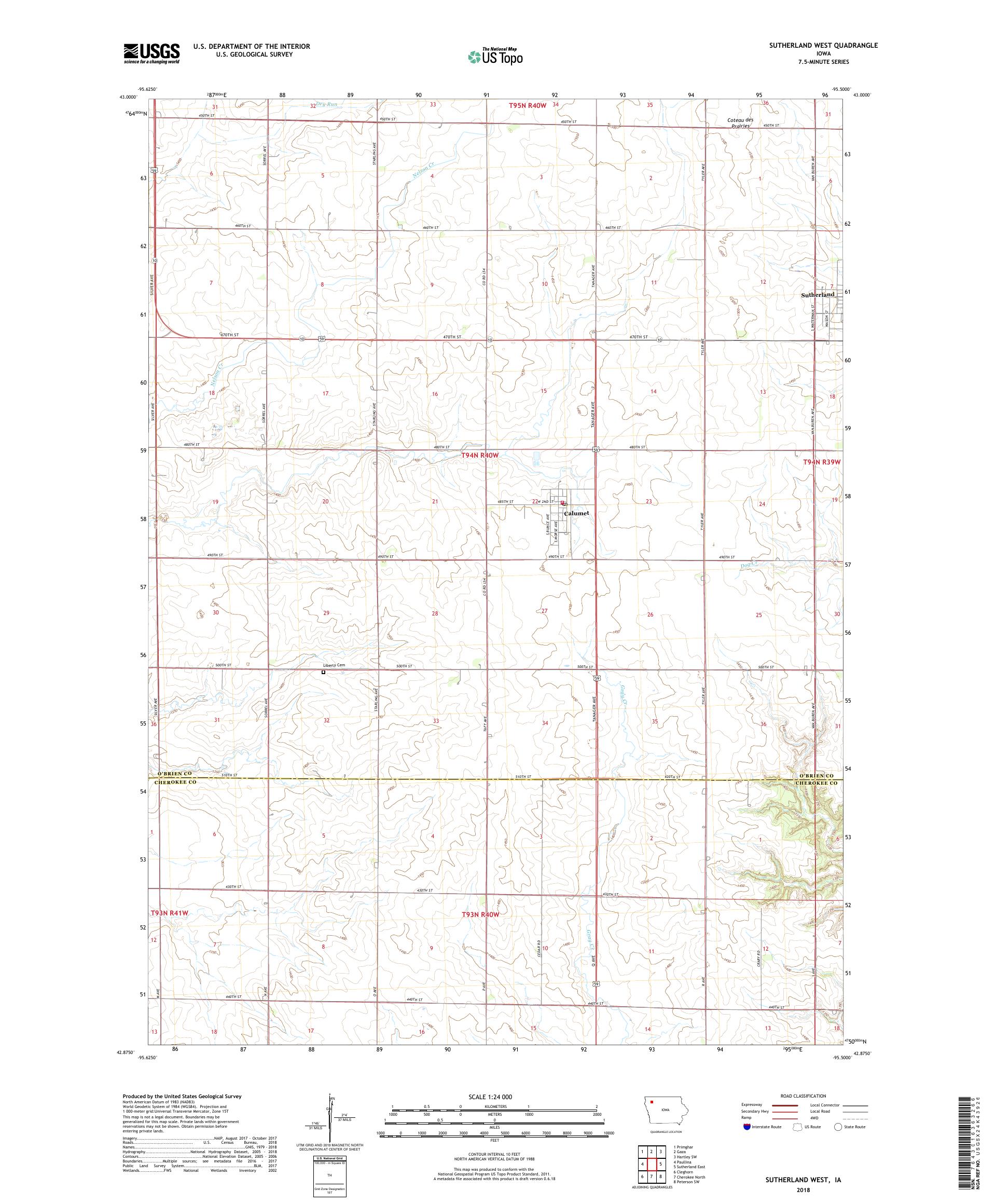 MyTopo Sutherland West, Iowa USGS Quad Topo Map