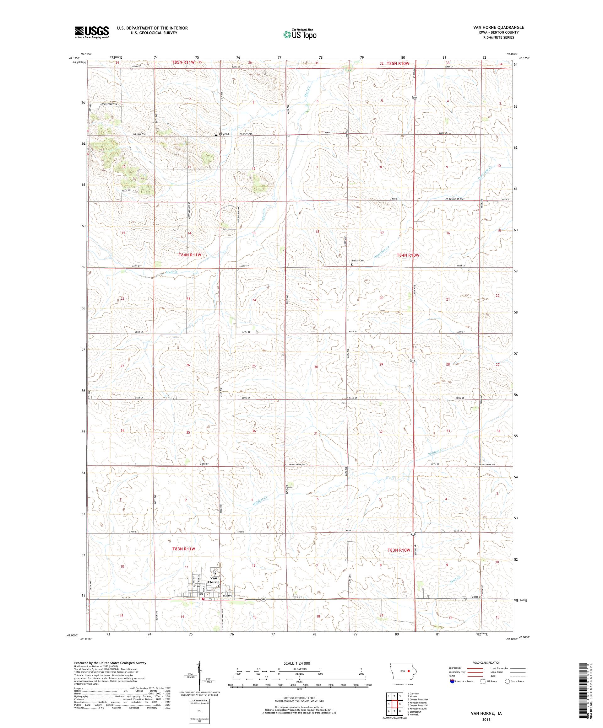 MyTopo Van Horne, Iowa USGS Quad Topo Map