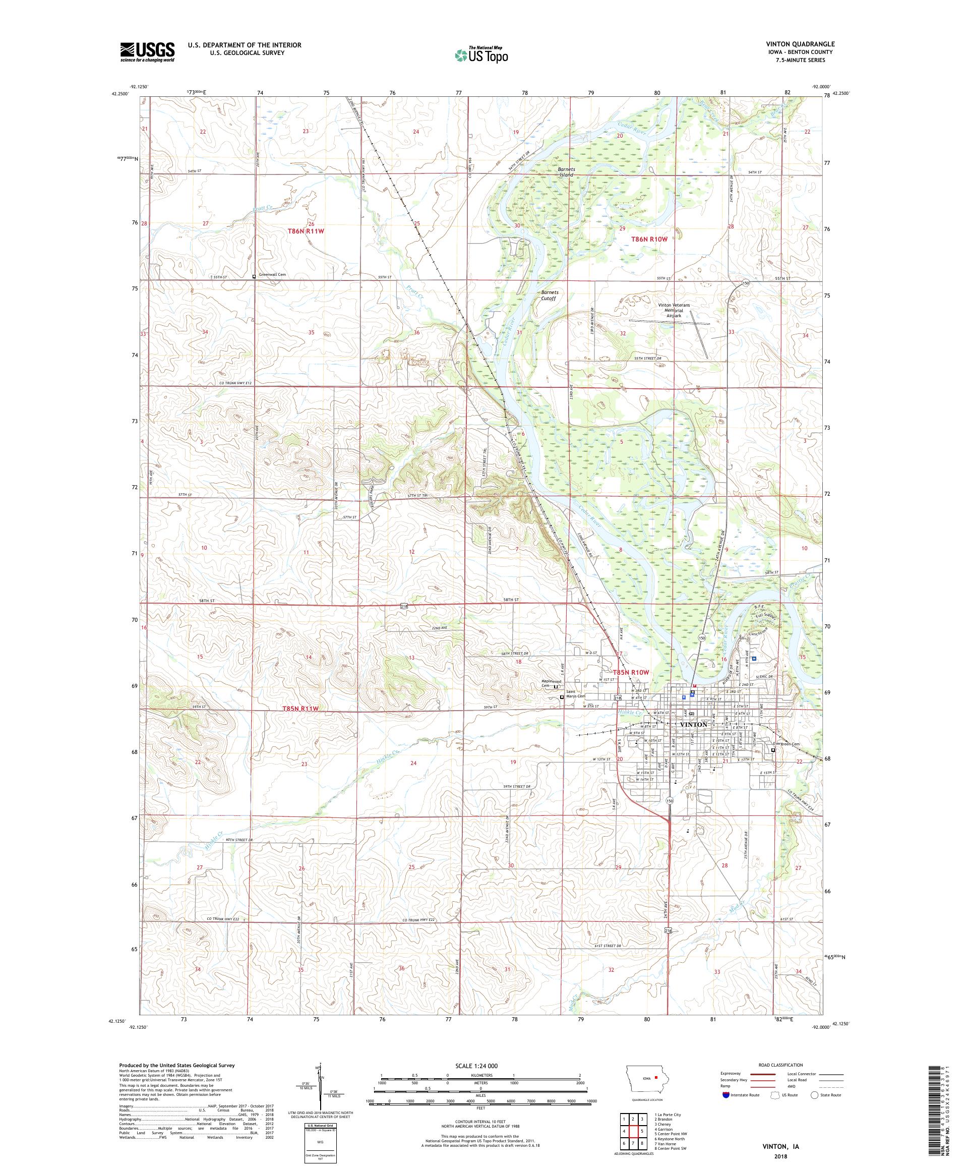 MyTopo Vinton, Iowa USGS Quad Topo Map