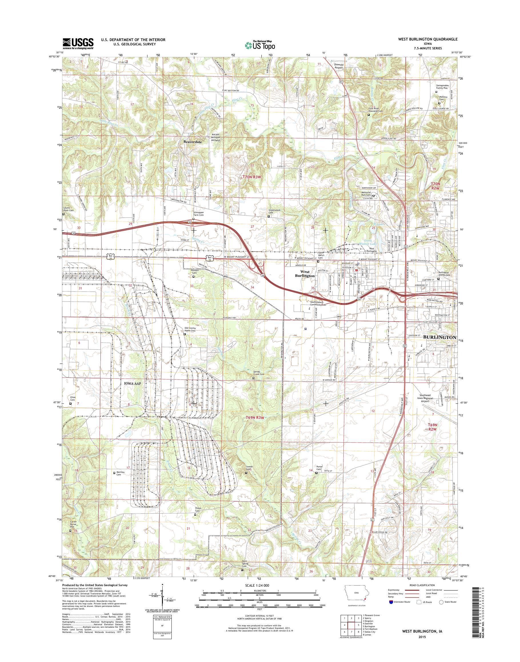 MyTopo West Burlington, Iowa USGS Quad Topo Map