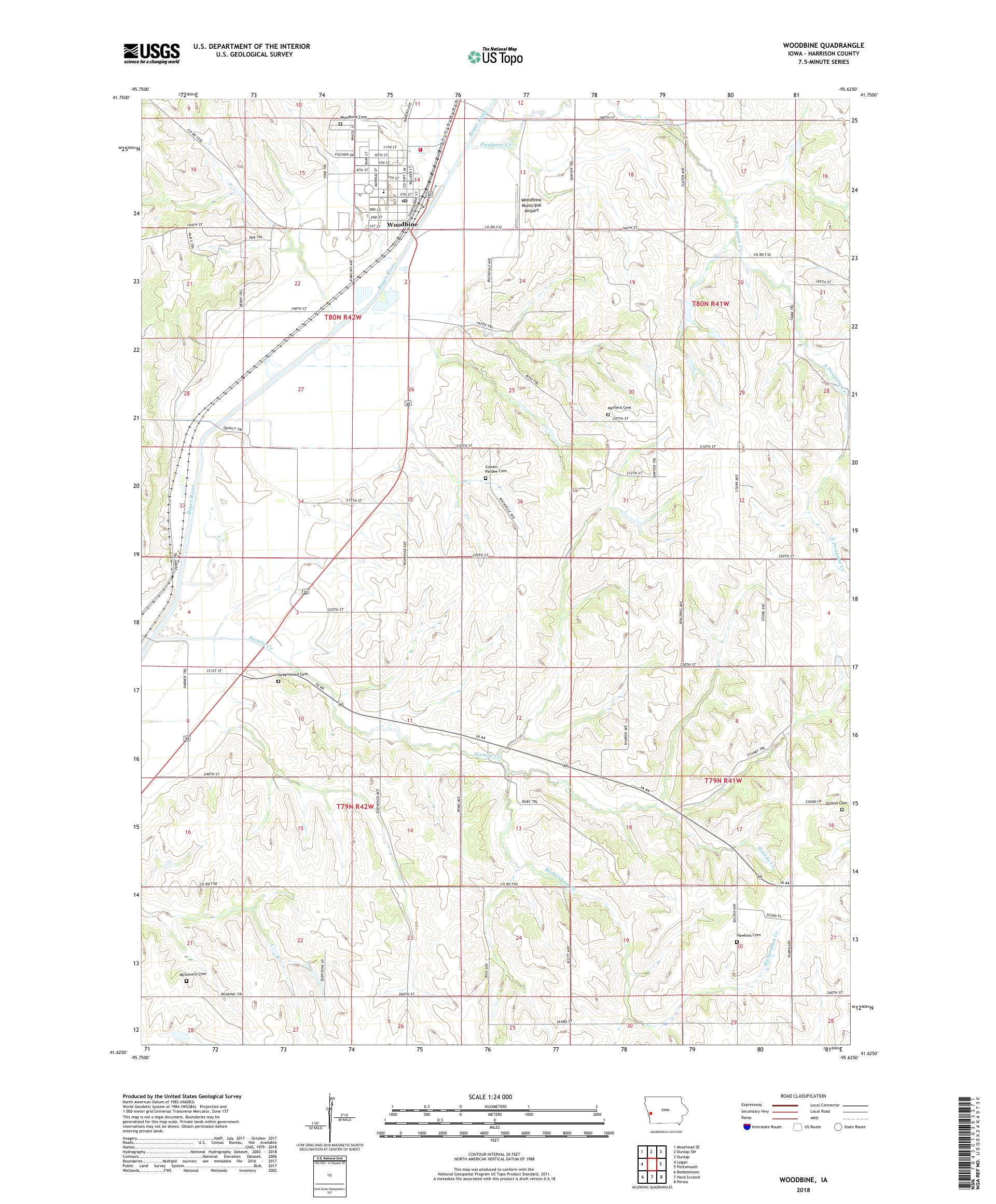MyTopo Woodbine, Iowa USGS Quad Topo Map