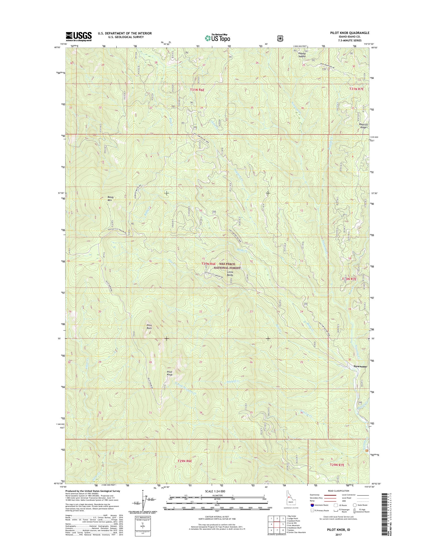 MyTopo Pilot Knob, Idaho USGS Quad Topo Map