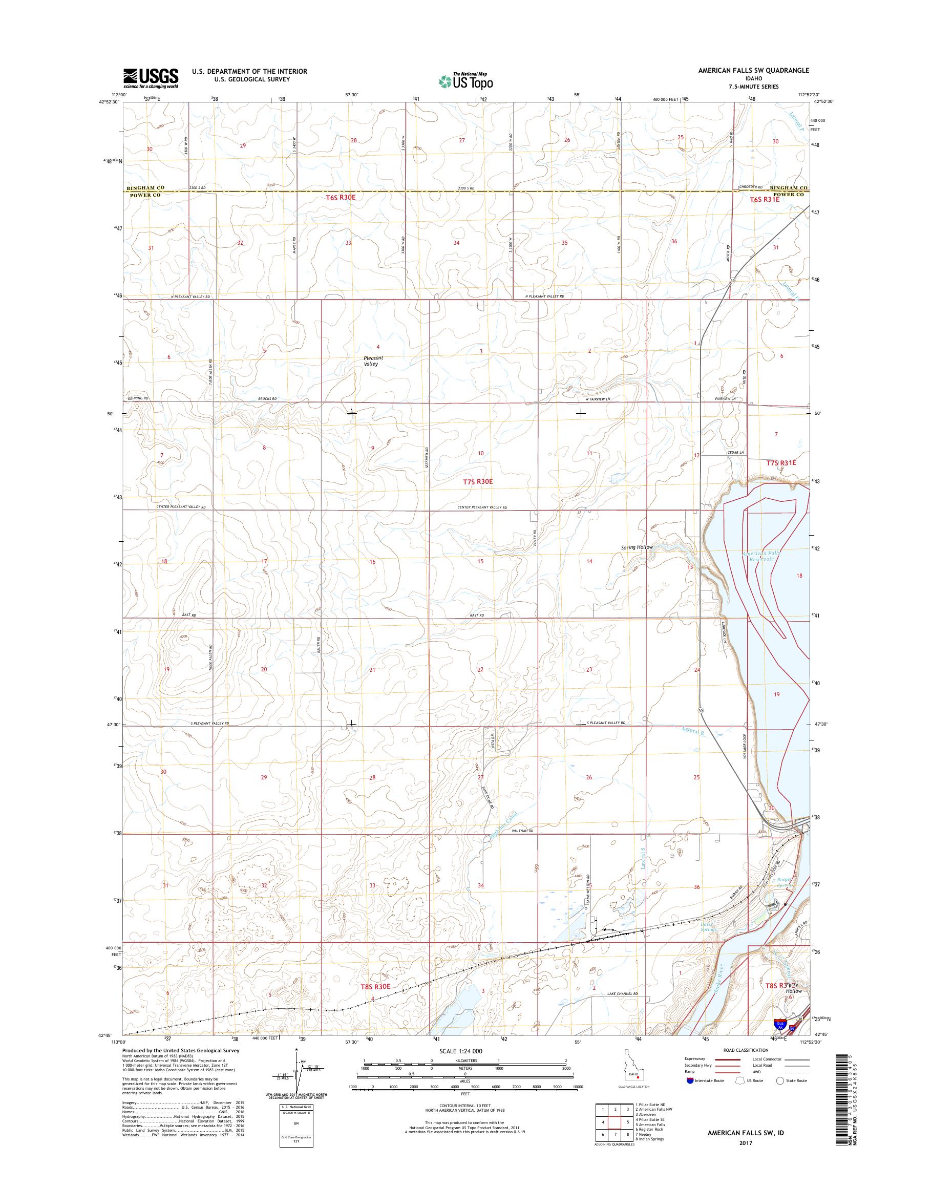 MyTopo American Falls SW, Idaho USGS Quad Topo Map