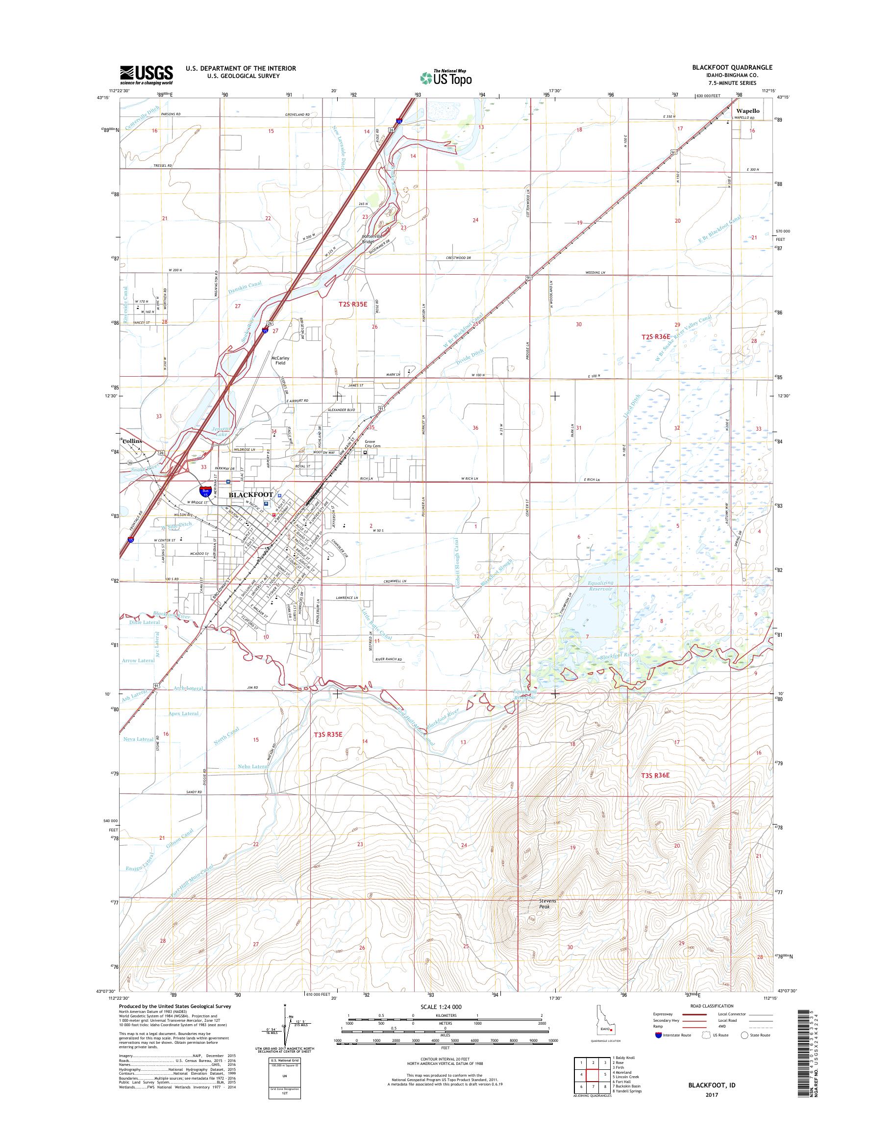 MyTopo Blackfoot, Idaho USGS Quad Topo Map