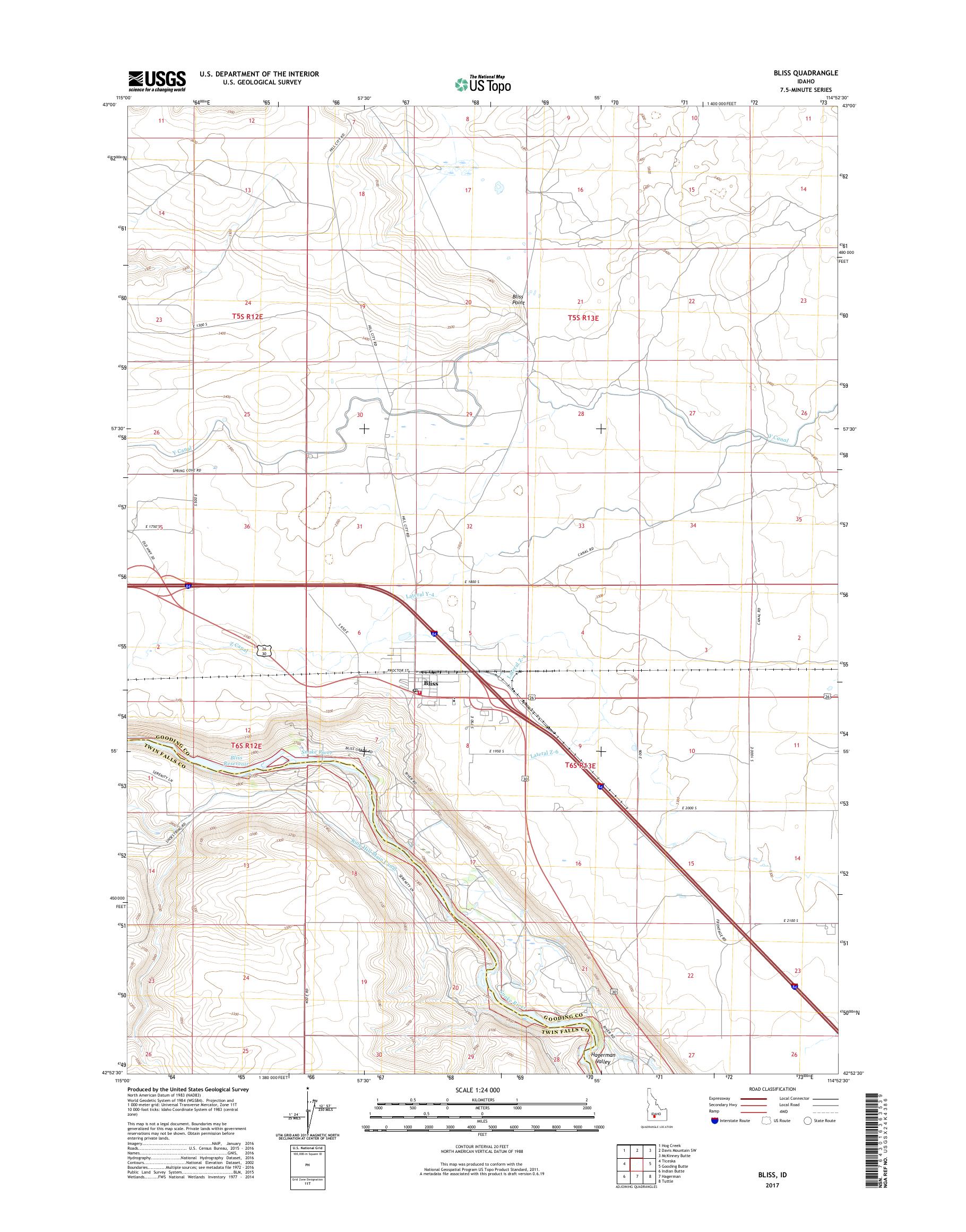 MyTopo Bliss, Idaho USGS Quad Topo Map