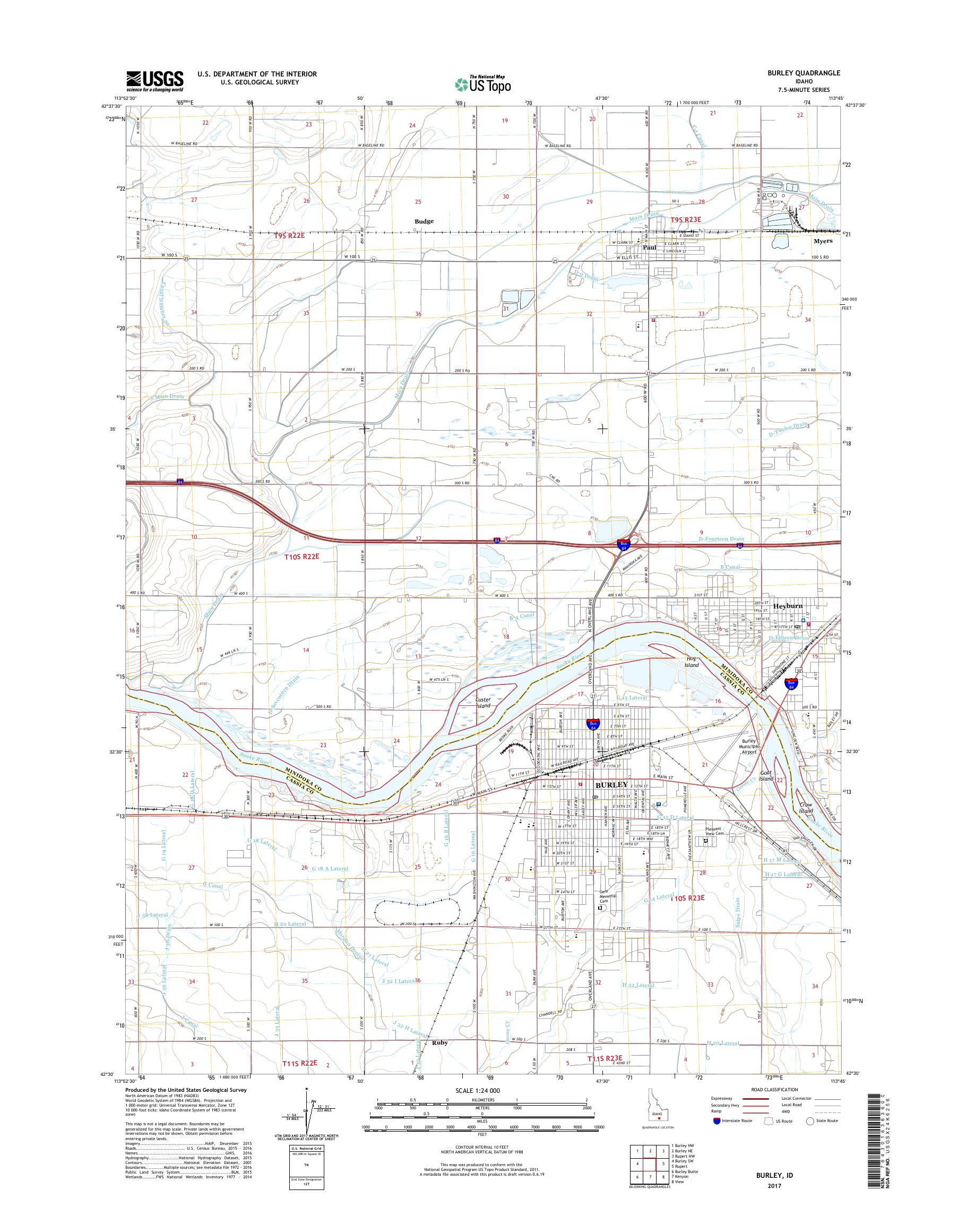 MyTopo Burley, Idaho USGS Quad Topo Map
