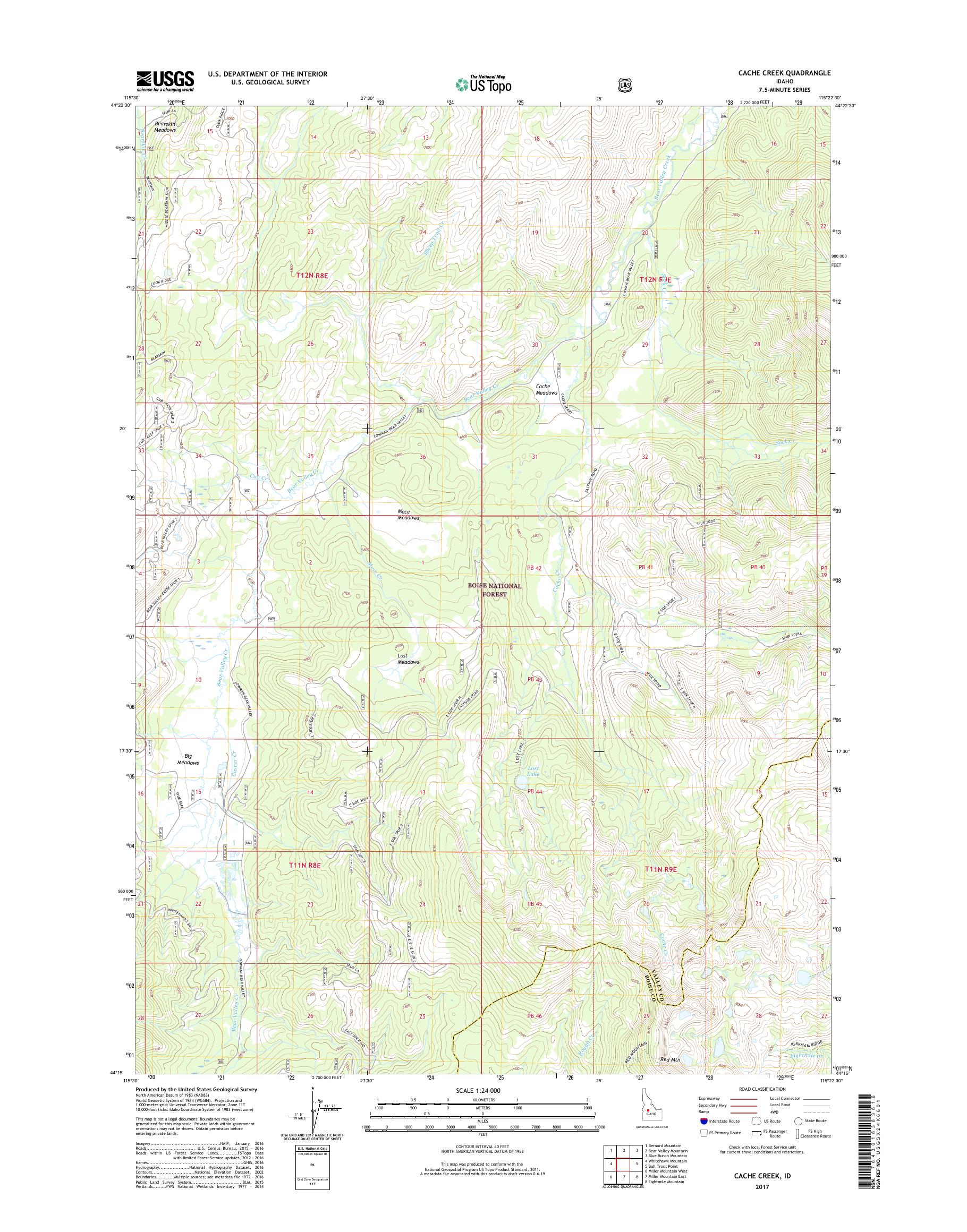 MyTopo Cache Creek, Idaho USGS Quad Topo Map