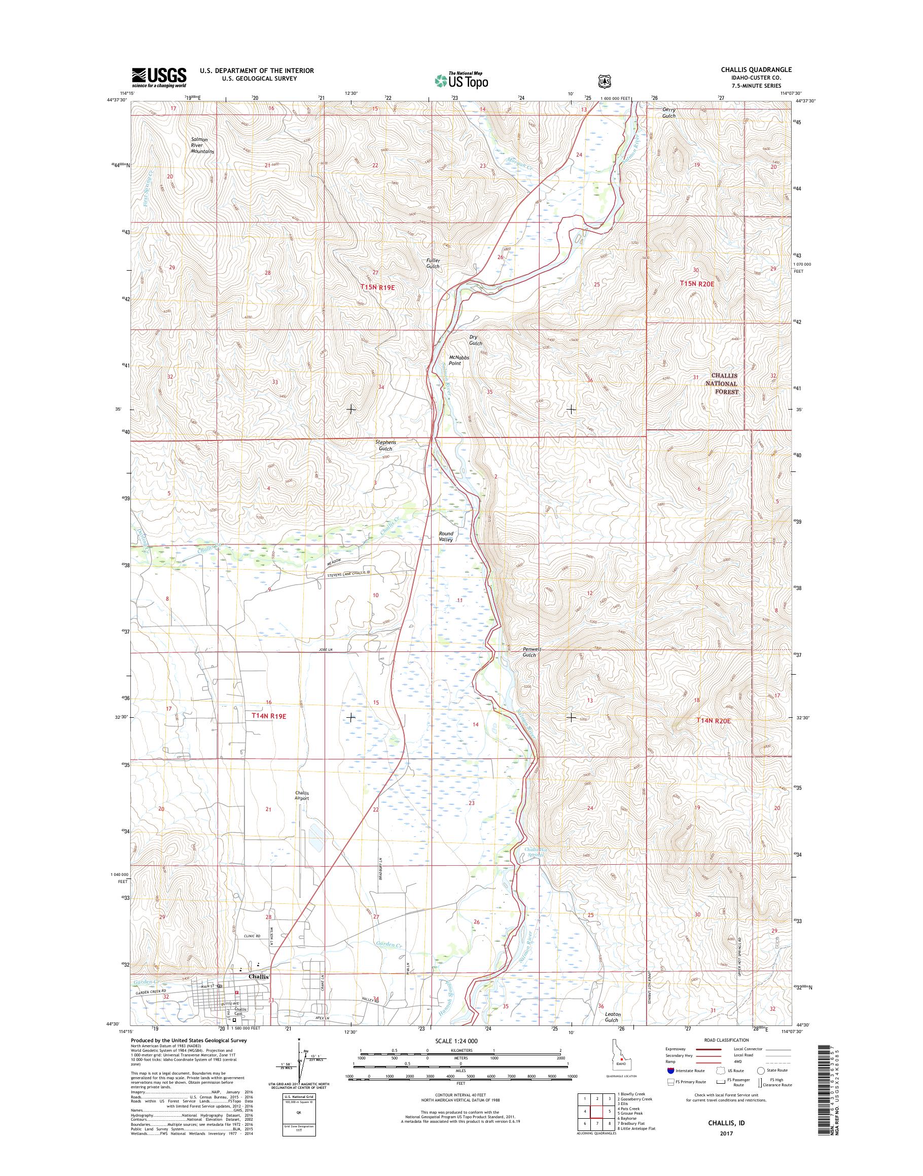 MyTopo Challis, Idaho USGS Quad Topo Map