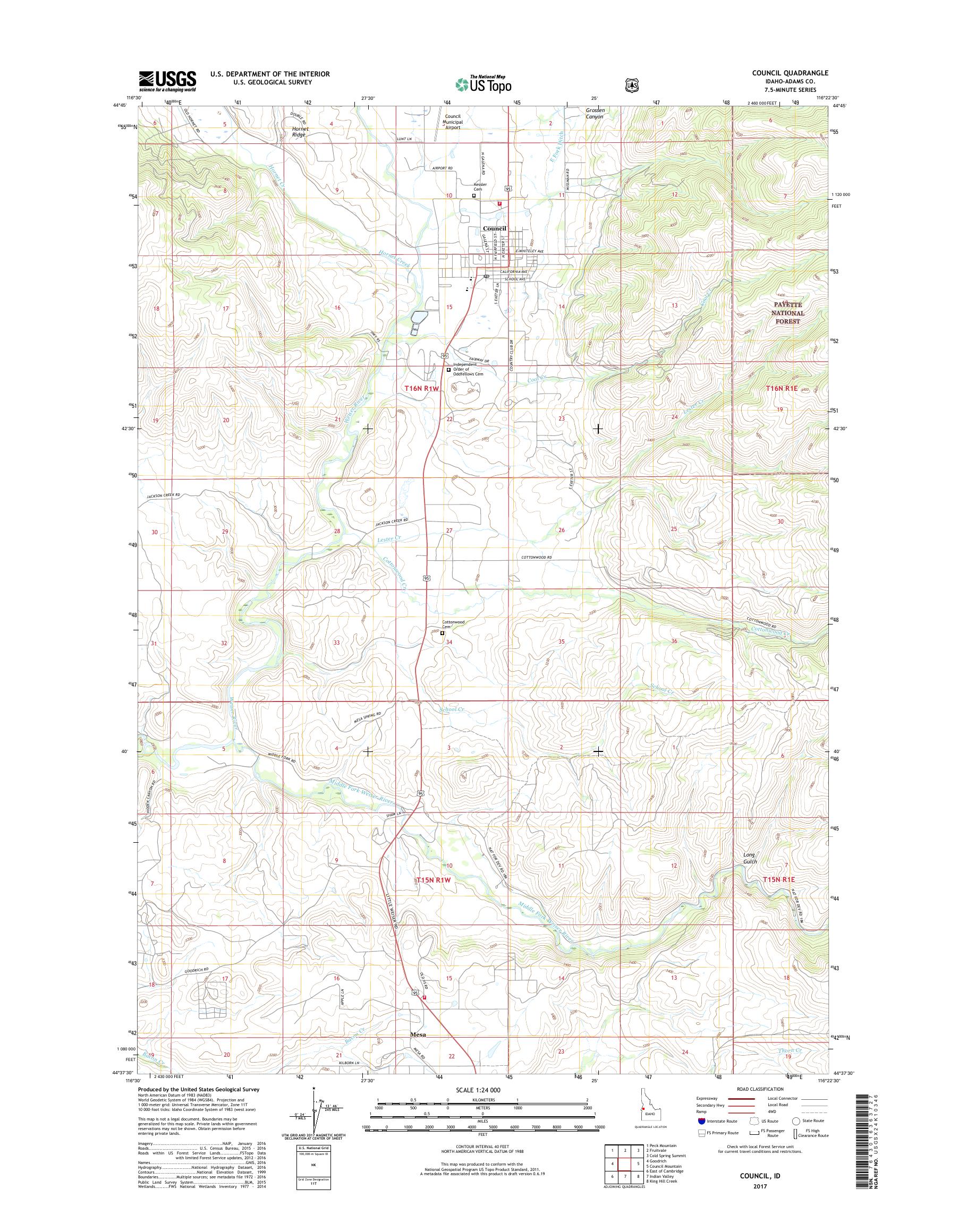 MyTopo Council, Idaho USGS Quad Topo Map