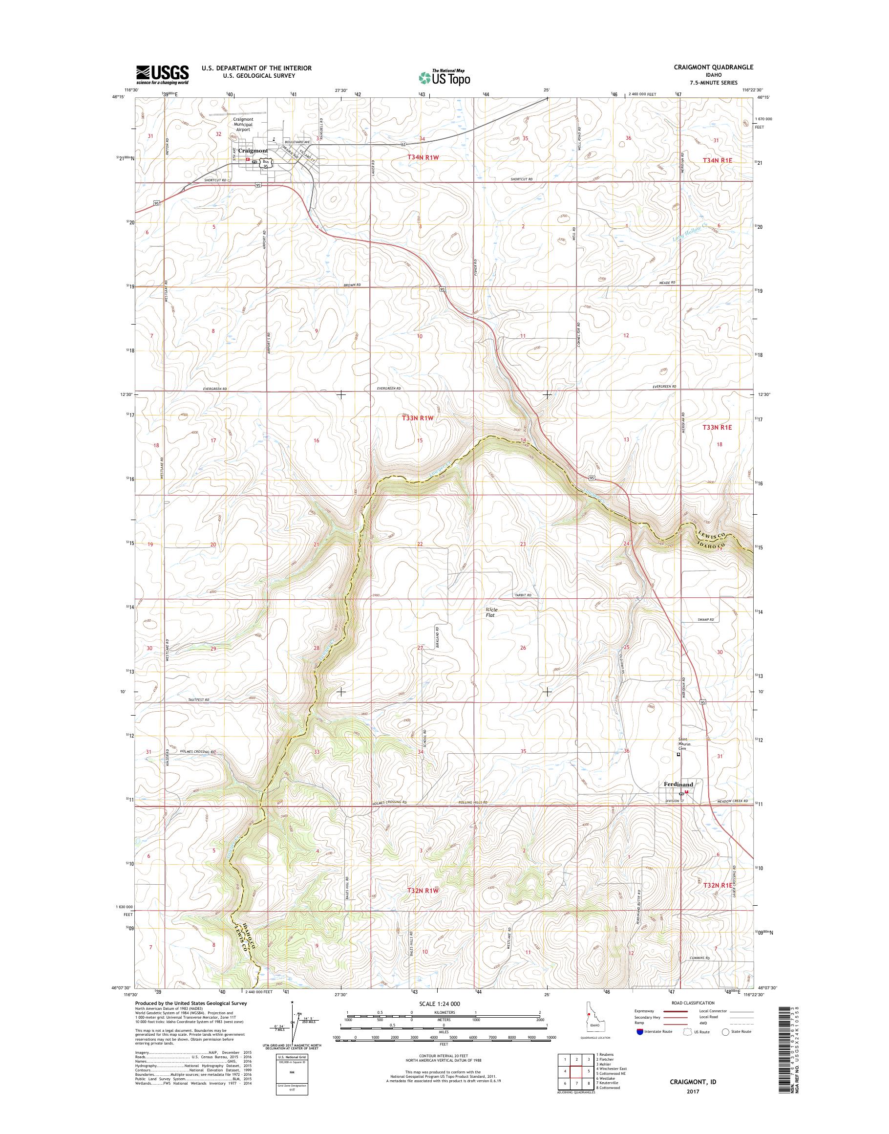 MyTopo Craigmont, Idaho USGS Quad Topo Map