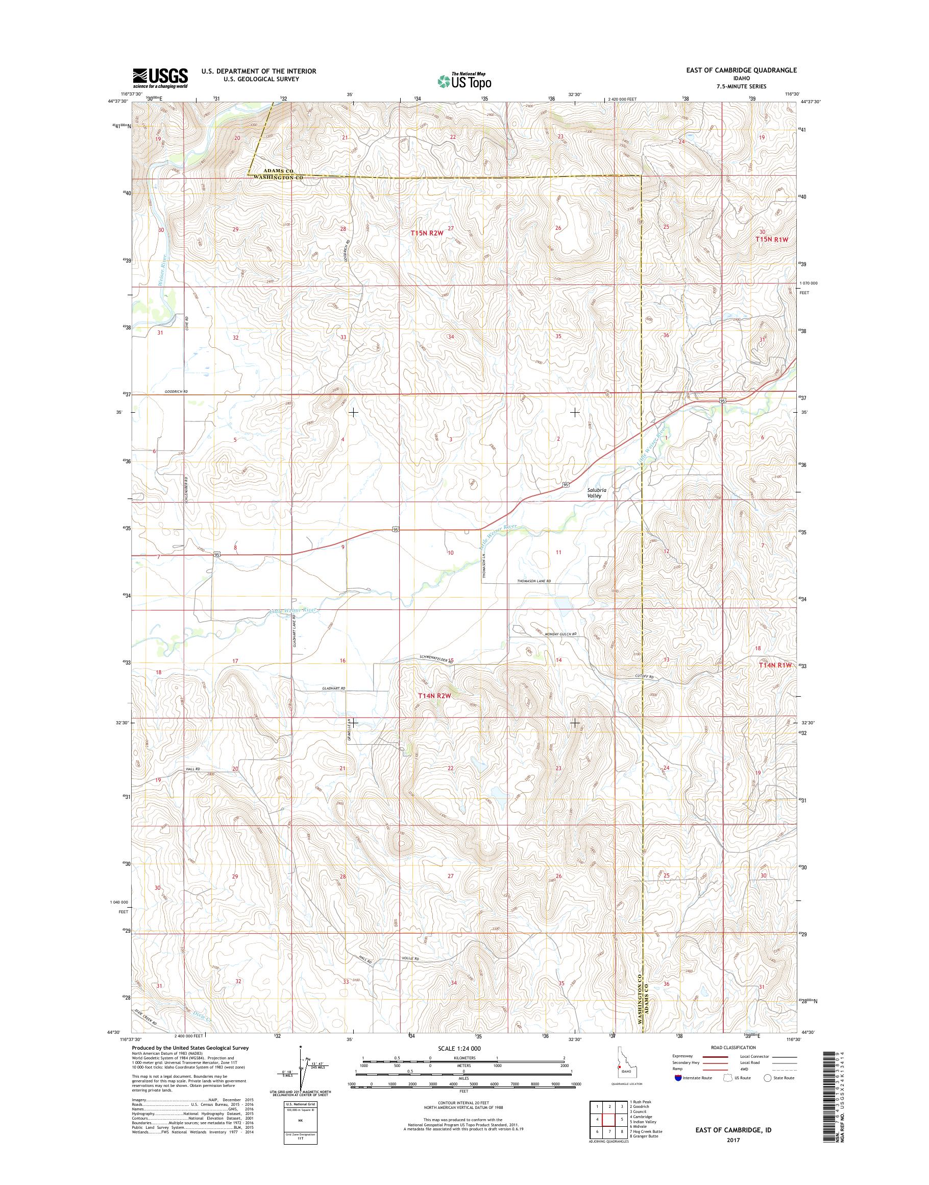 MyTopo East of Cambridge, Idaho USGS Quad Topo Map