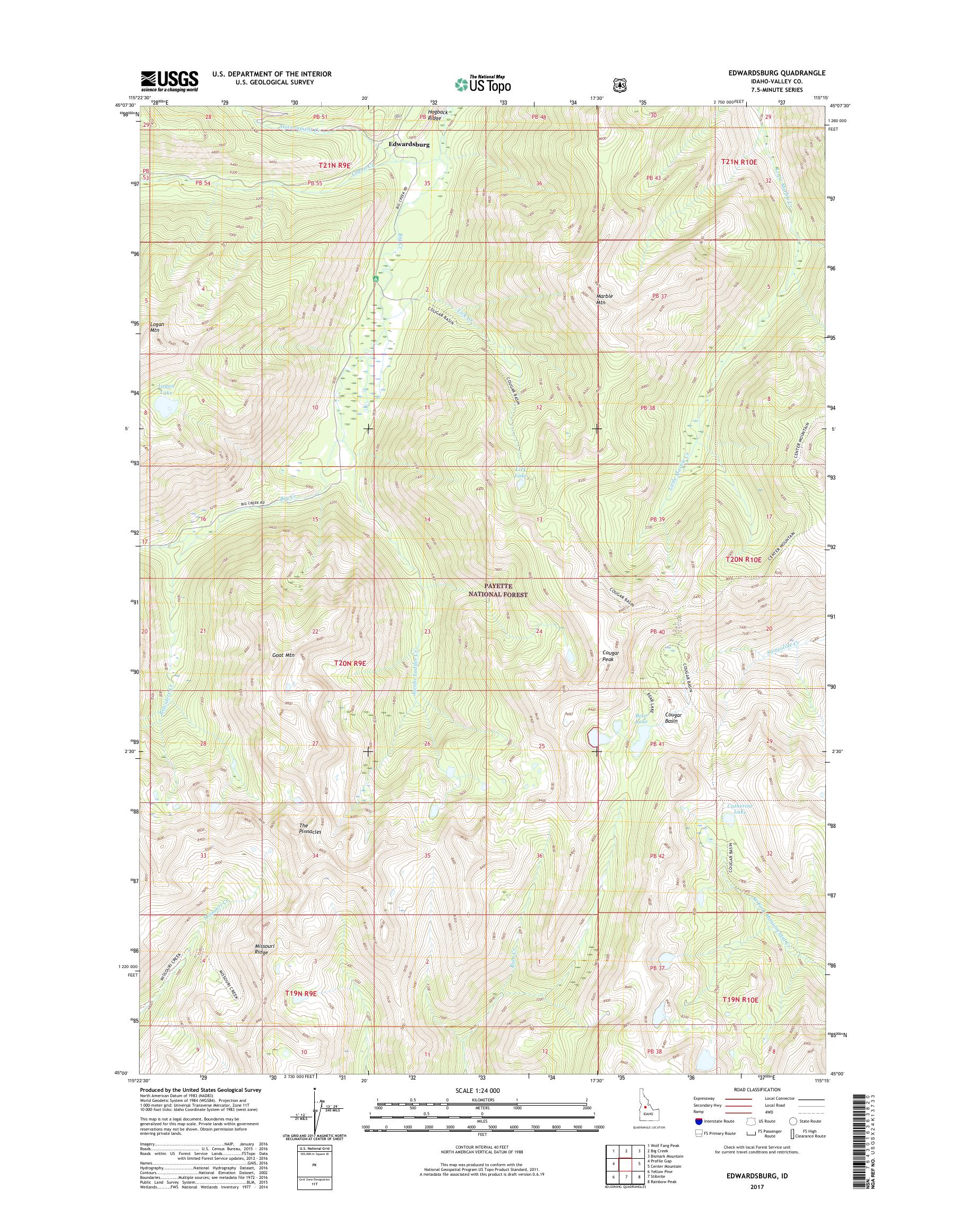 MyTopo Edwardsburg, Idaho USGS Quad Topo Map