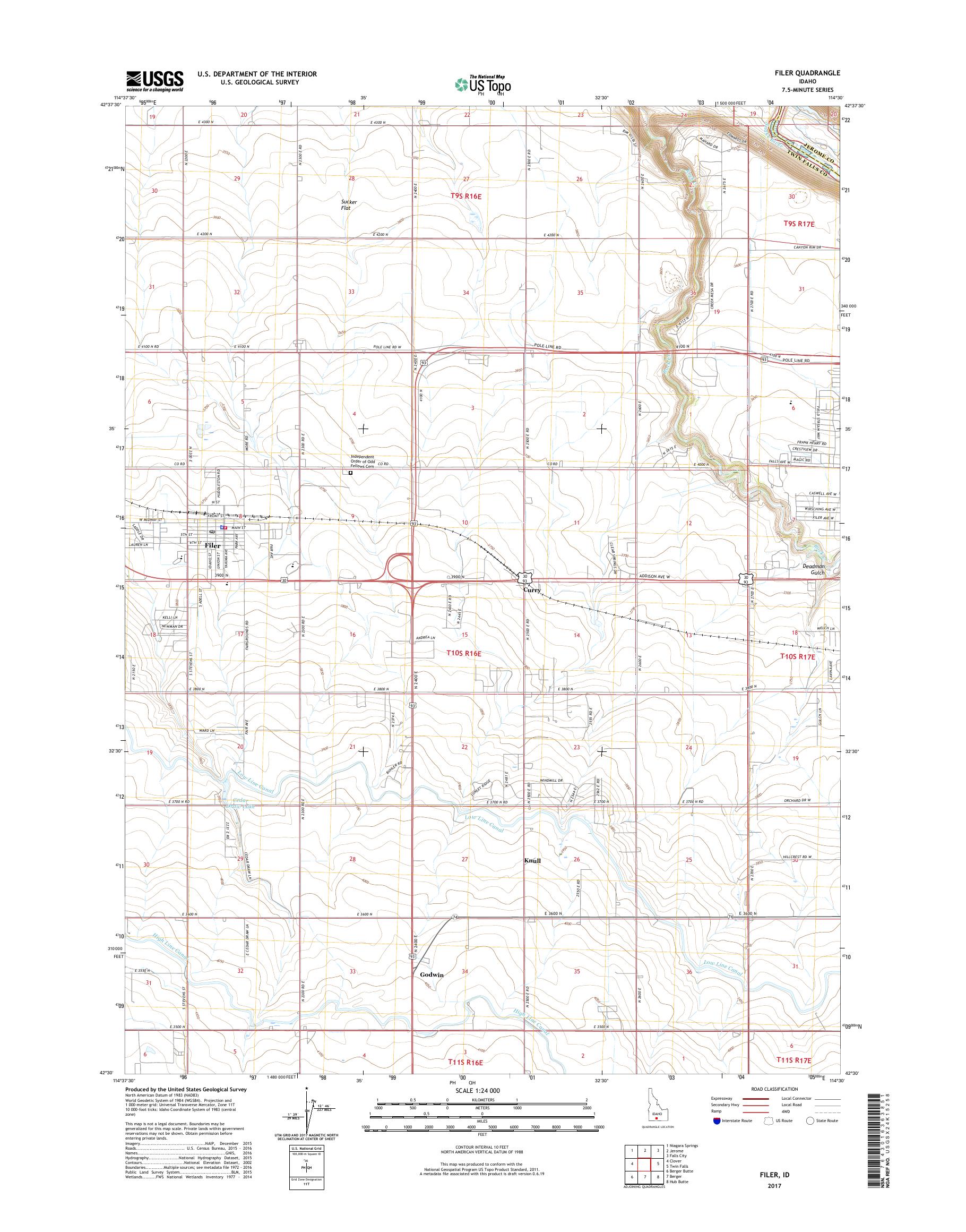 Mytopo Filer Idaho Usgs Quad Topo Map