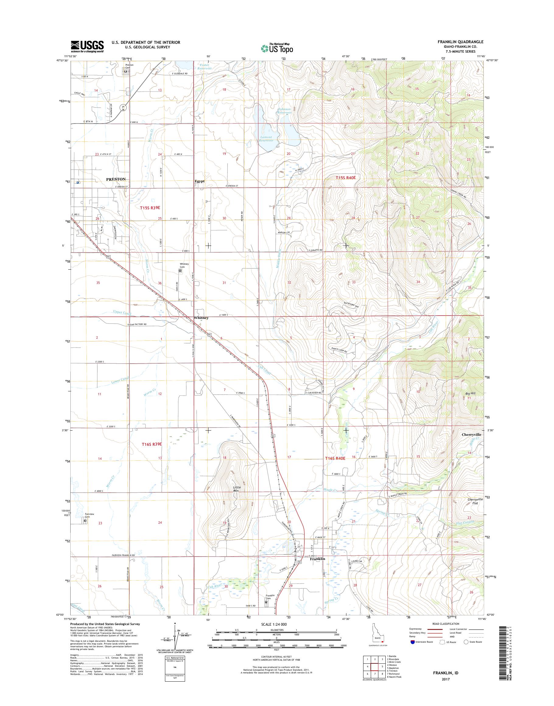 MyTopo Franklin, Idaho USGS Quad Topo Map