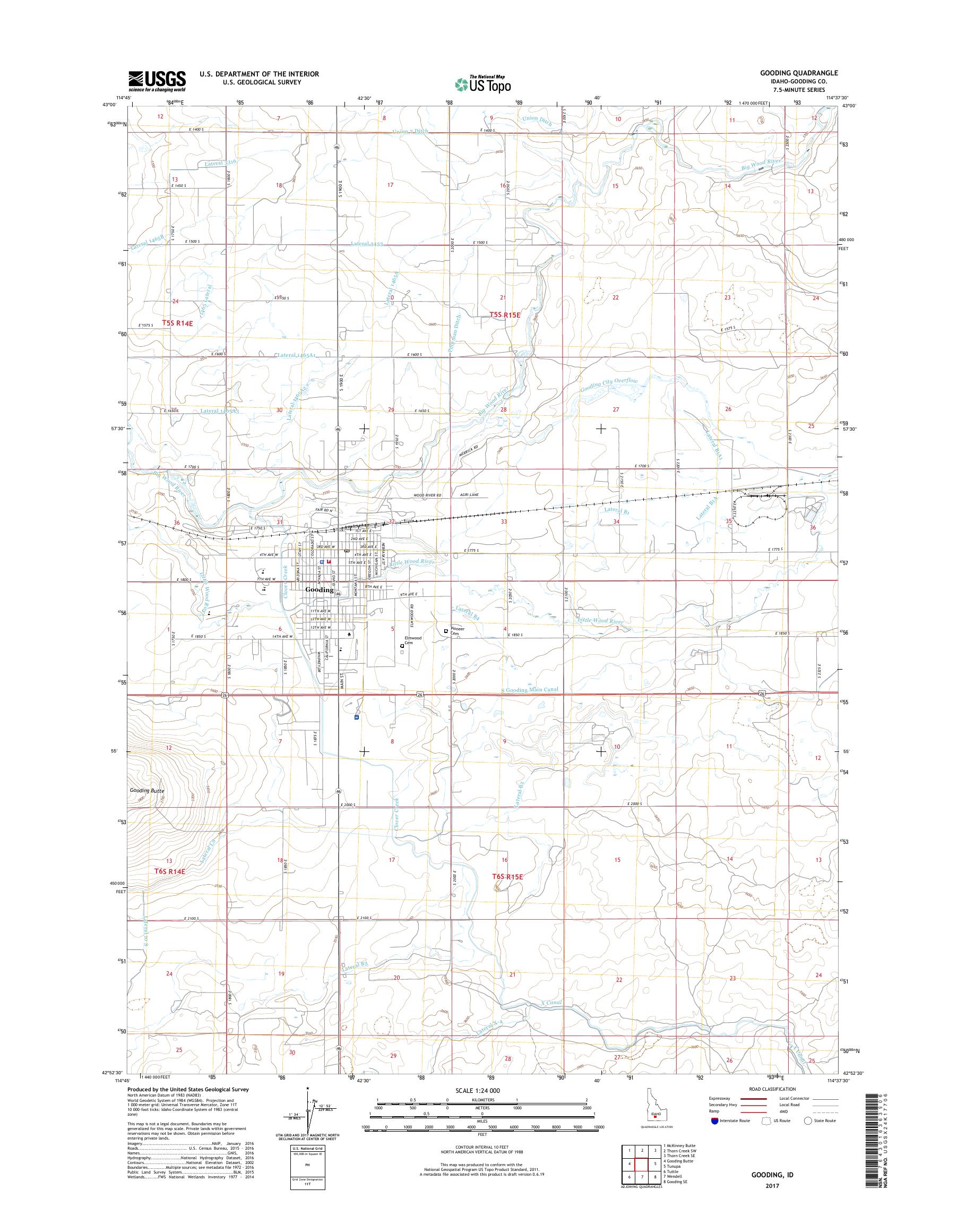 MyTopo Gooding, Idaho USGS Quad Topo Map