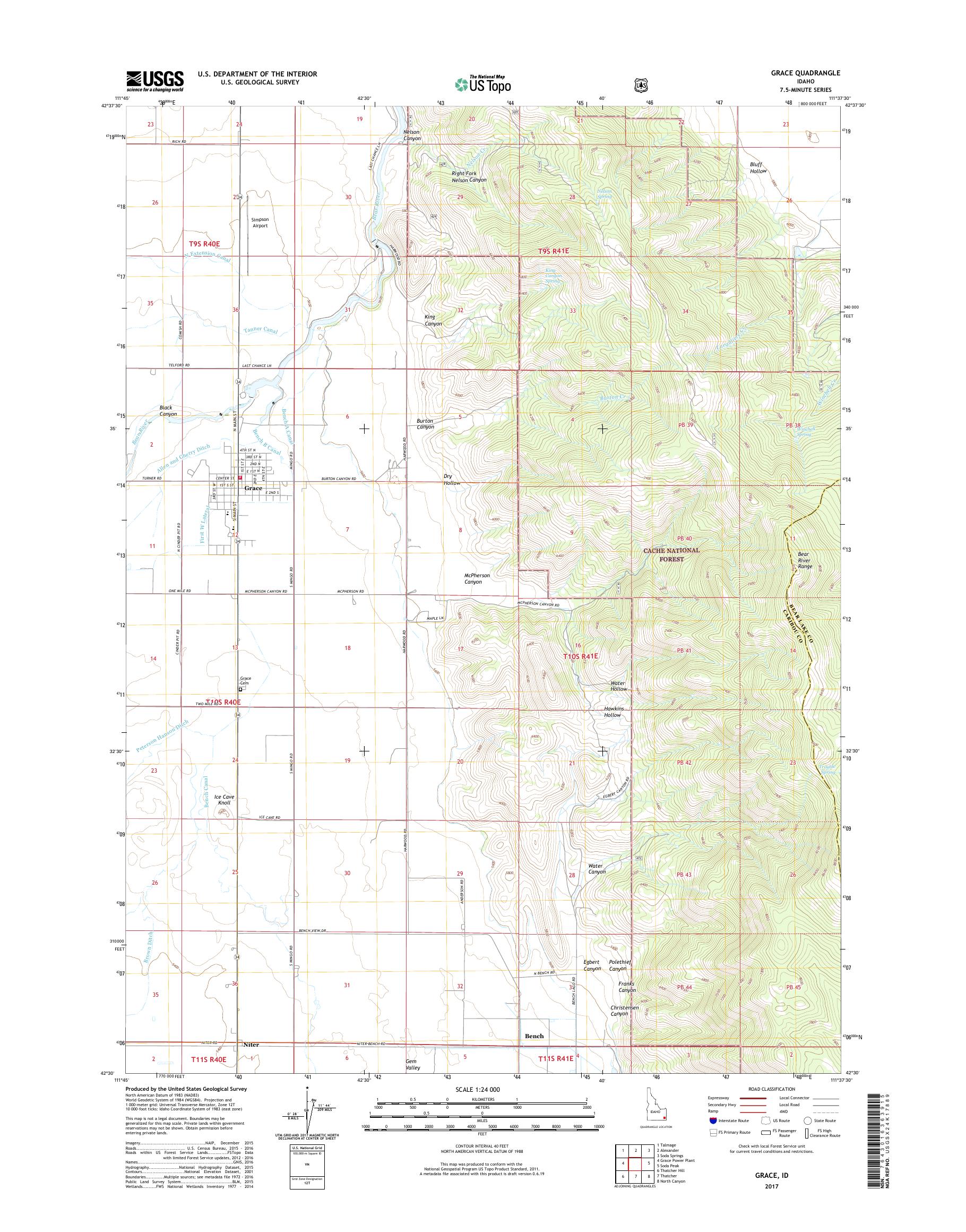 MyTopo Grace, Idaho USGS Quad Topo Map