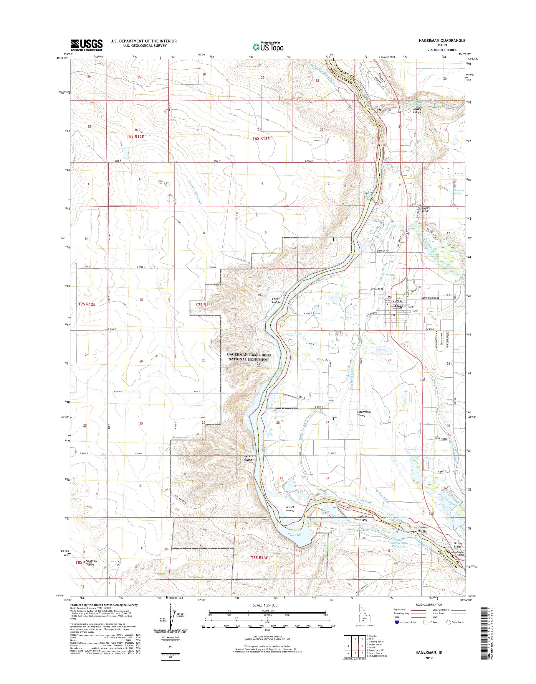 MyTopo Hagerman, Idaho USGS Quad Topo Map