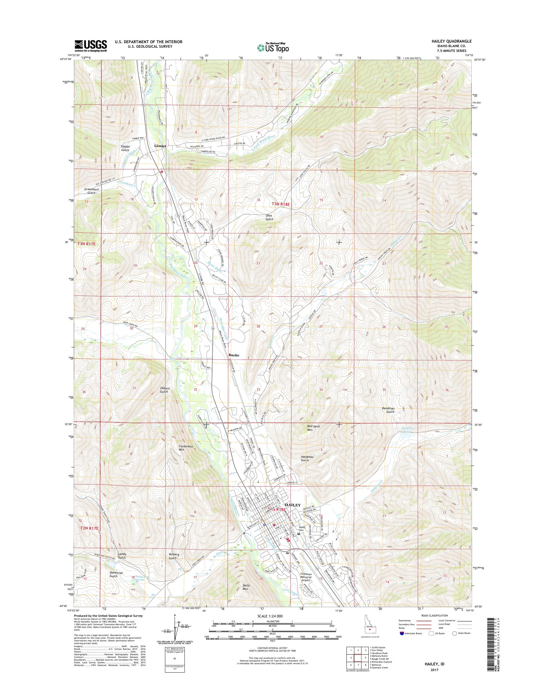 MyTopo Hailey, Idaho USGS Quad Topo Map