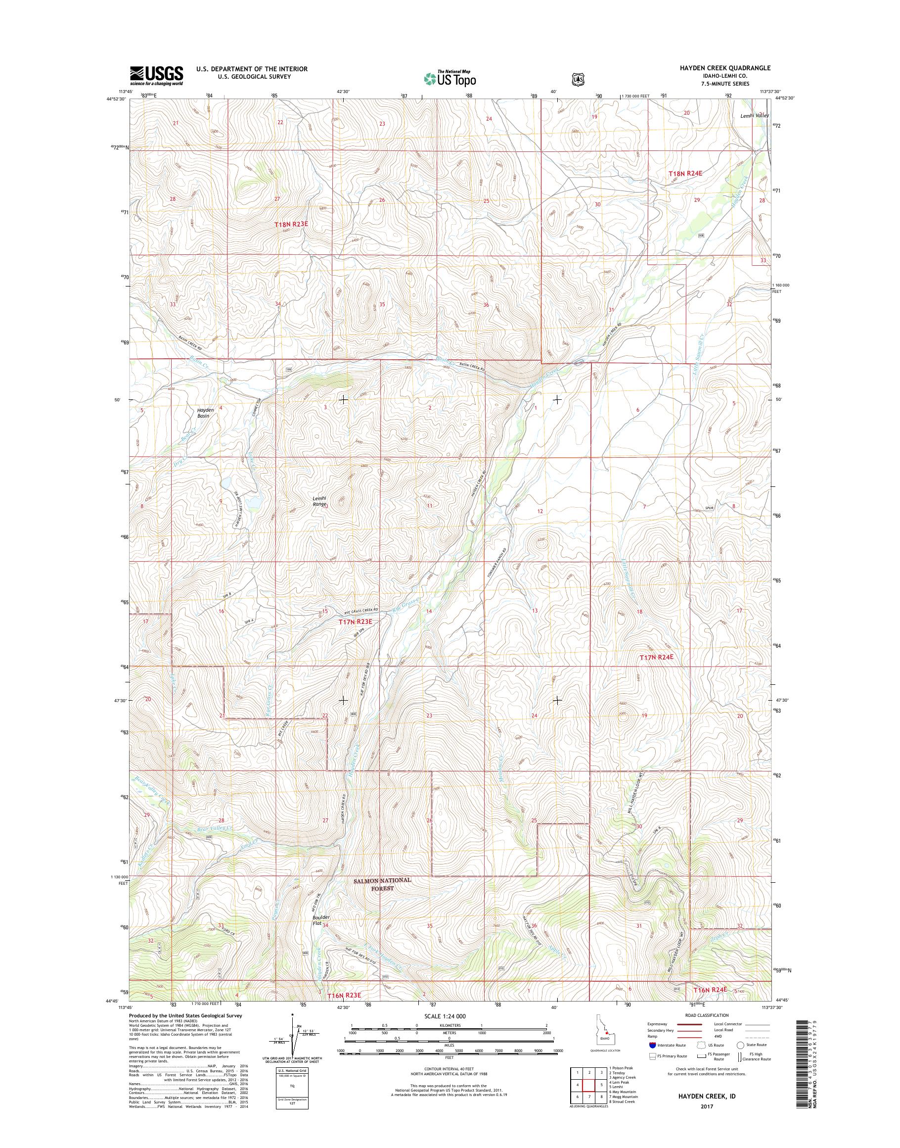 MyTopo Hayden Creek, Idaho USGS Quad Topo Map