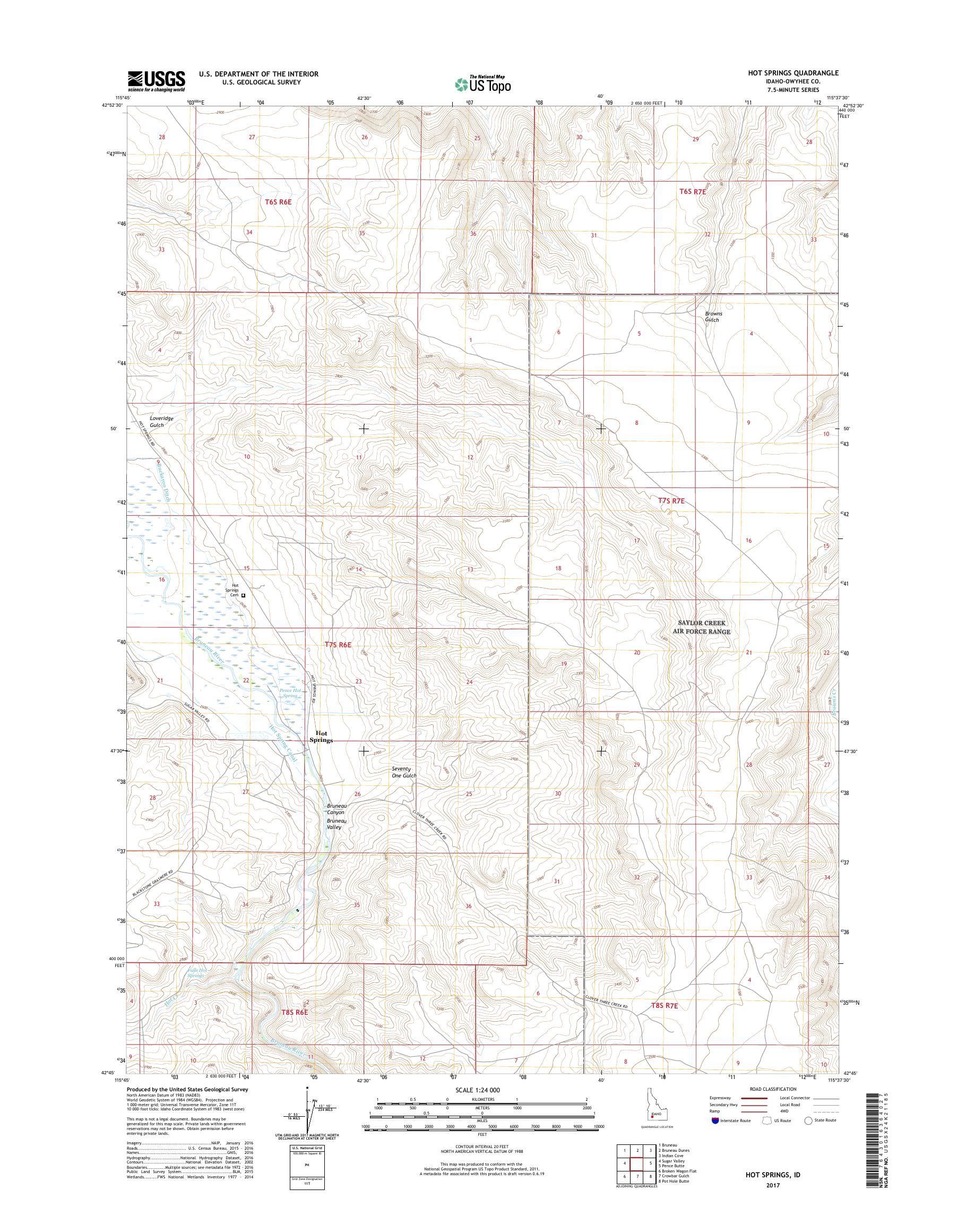 MyTopo Hot Springs, Idaho USGS Quad Topo Map