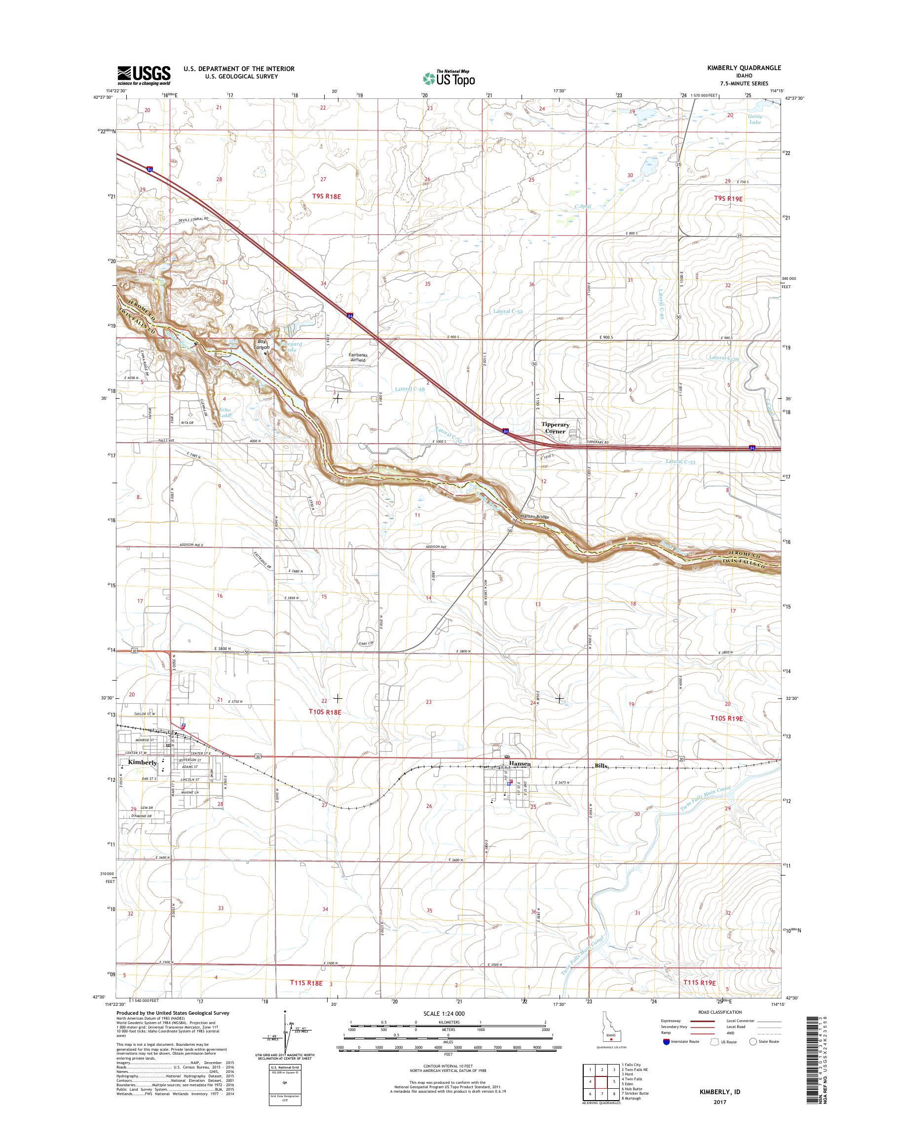 MyTopo Kimberly, Idaho USGS Quad Topo Map