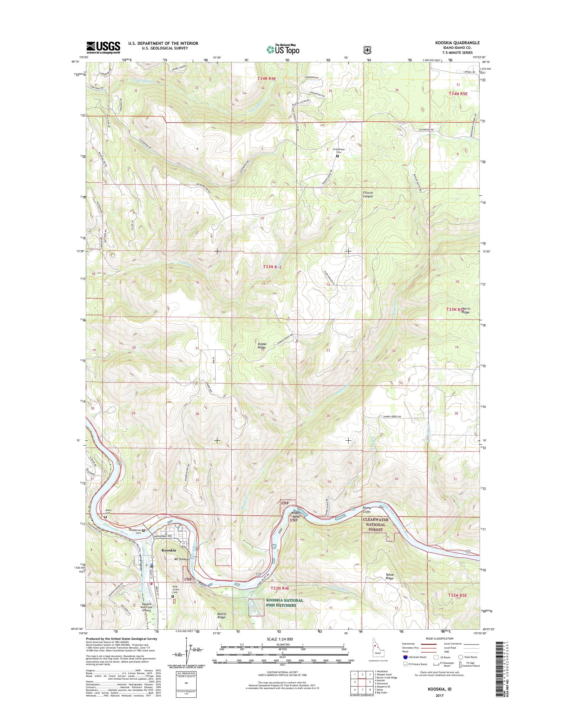 MyTopo Kooskia, Idaho USGS Quad Topo Map