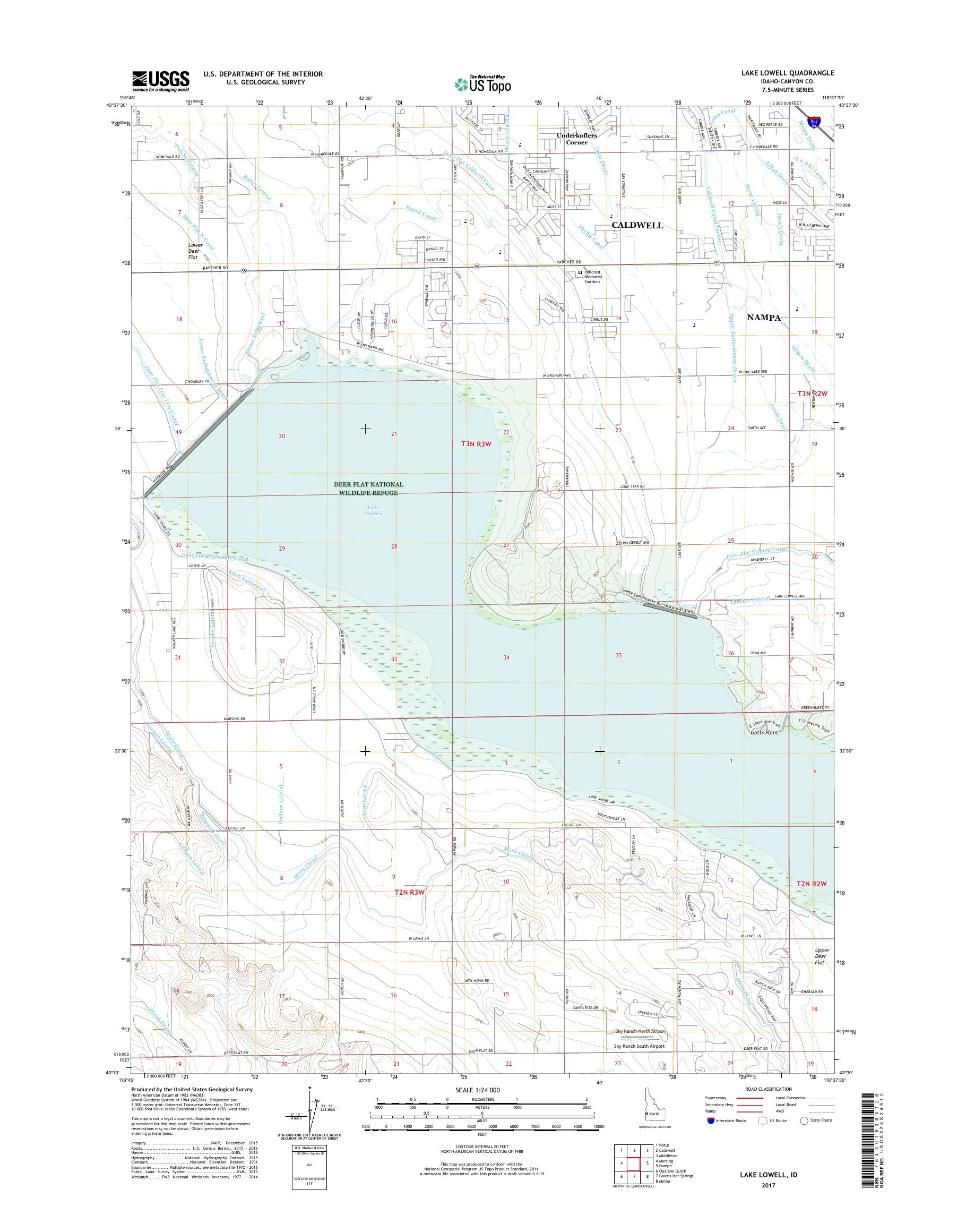 MyTopo Lake Lowell, Idaho USGS Quad Topo Map