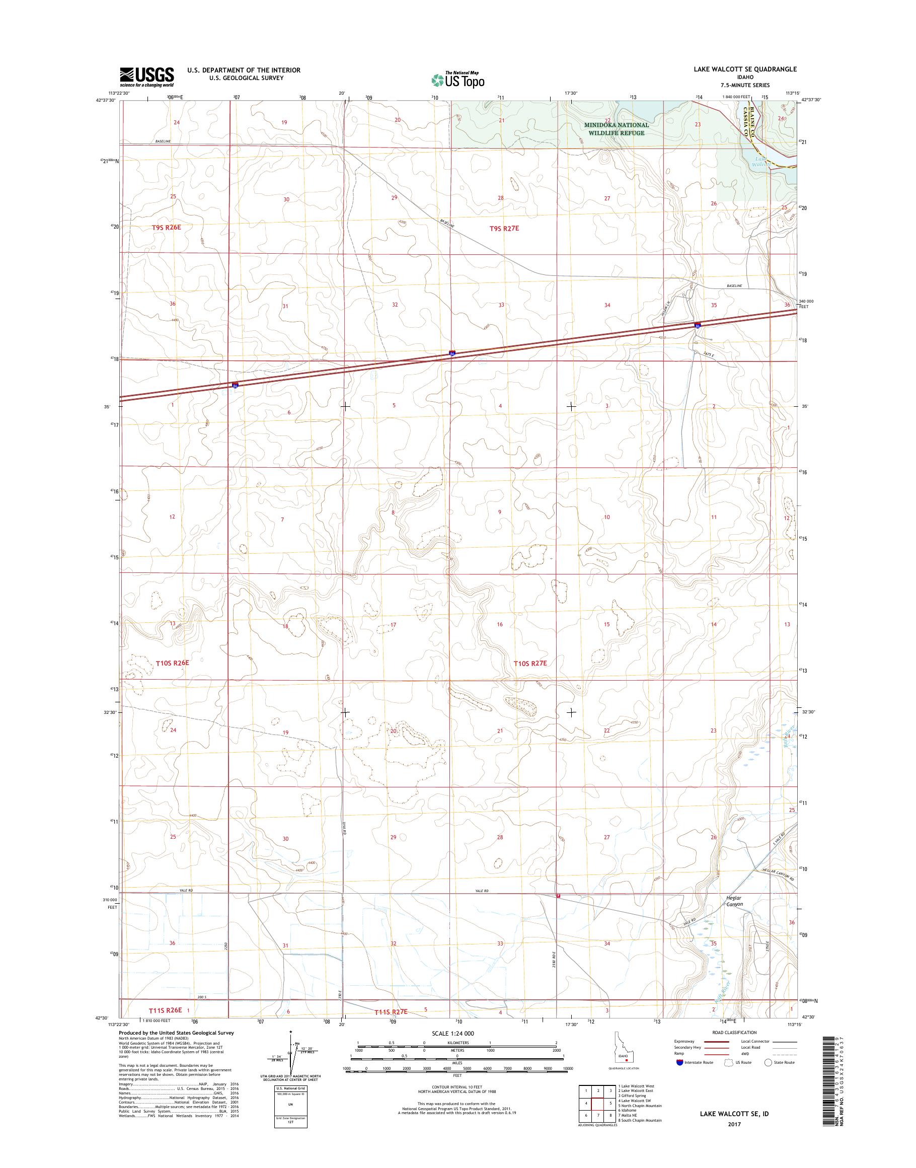 MyTopo Lake Walcott SE, Idaho USGS Quad Topo Map