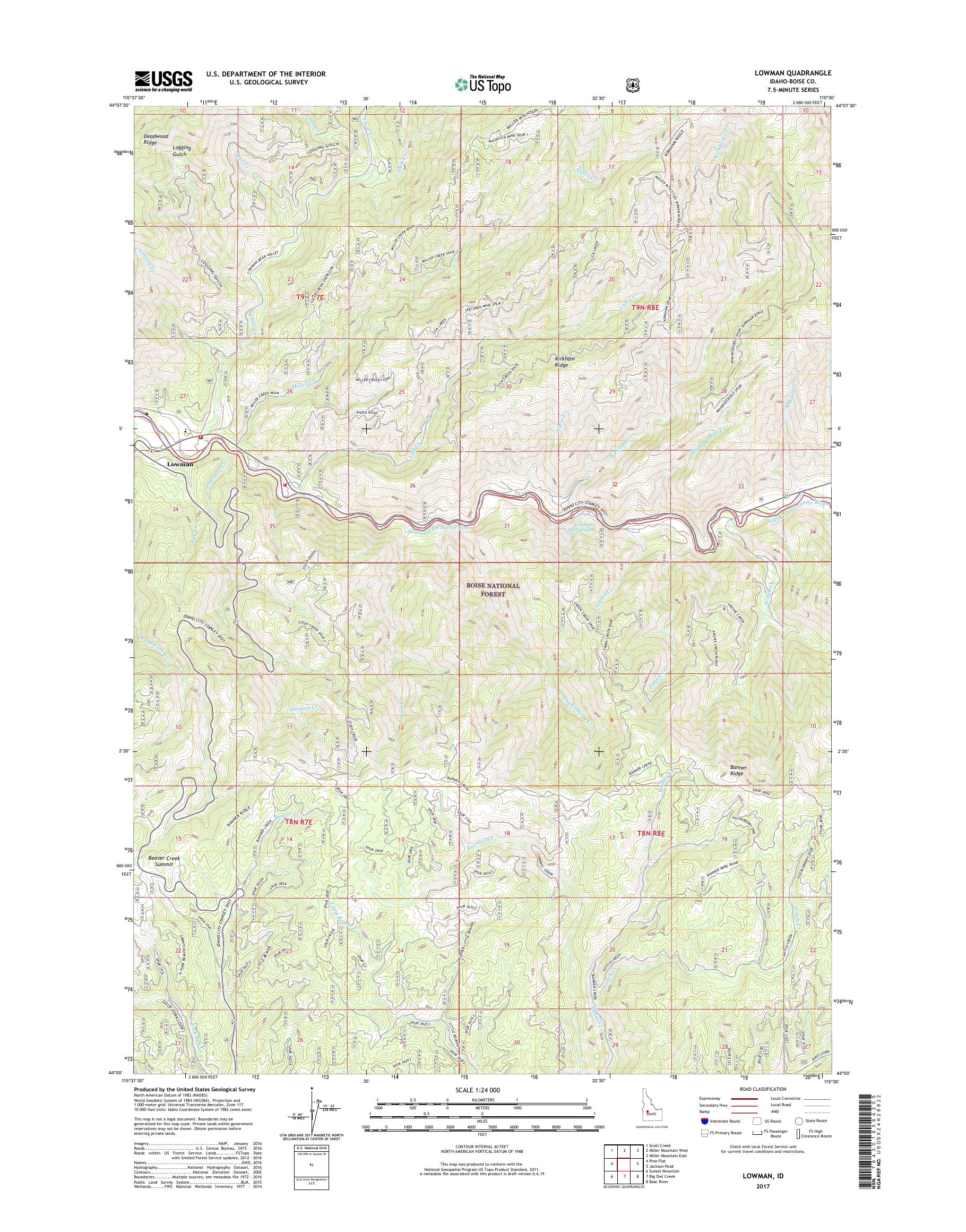 MyTopo Lowman, Idaho USGS Quad Topo Map