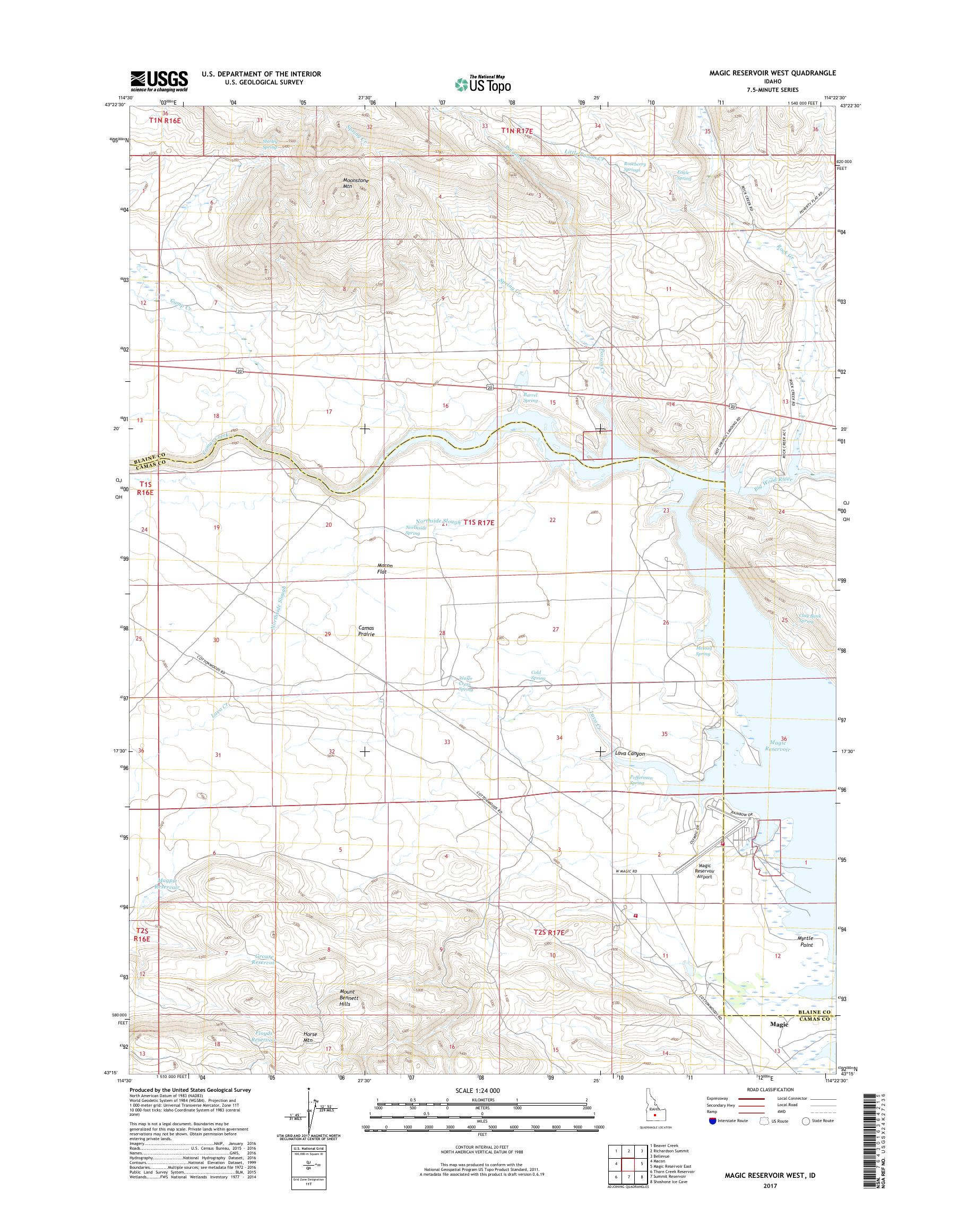 MyTopo Magic Reservoir West, Idaho USGS Quad Topo Map